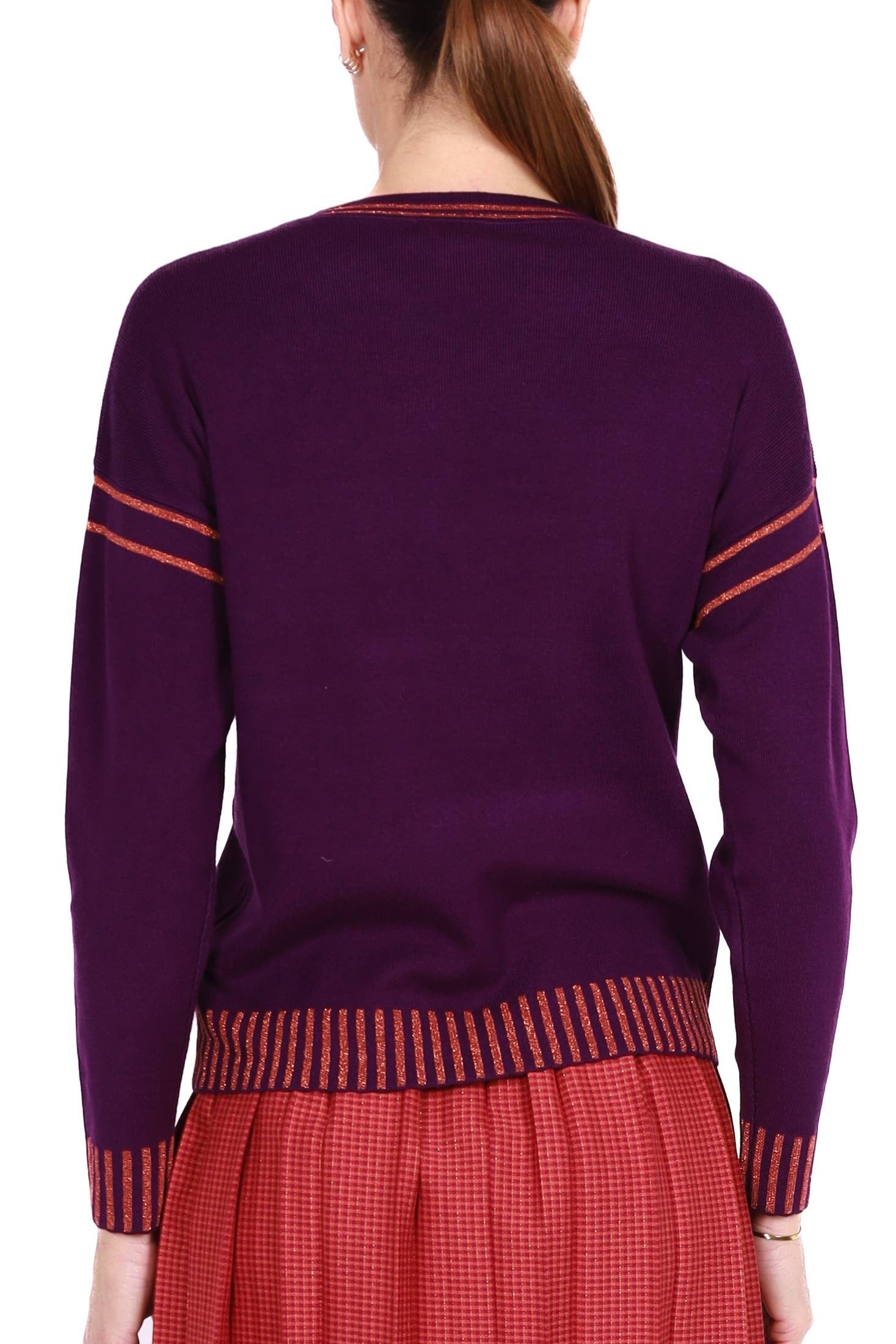 Fracomina maglia girocollo con dettagli di lurex viola