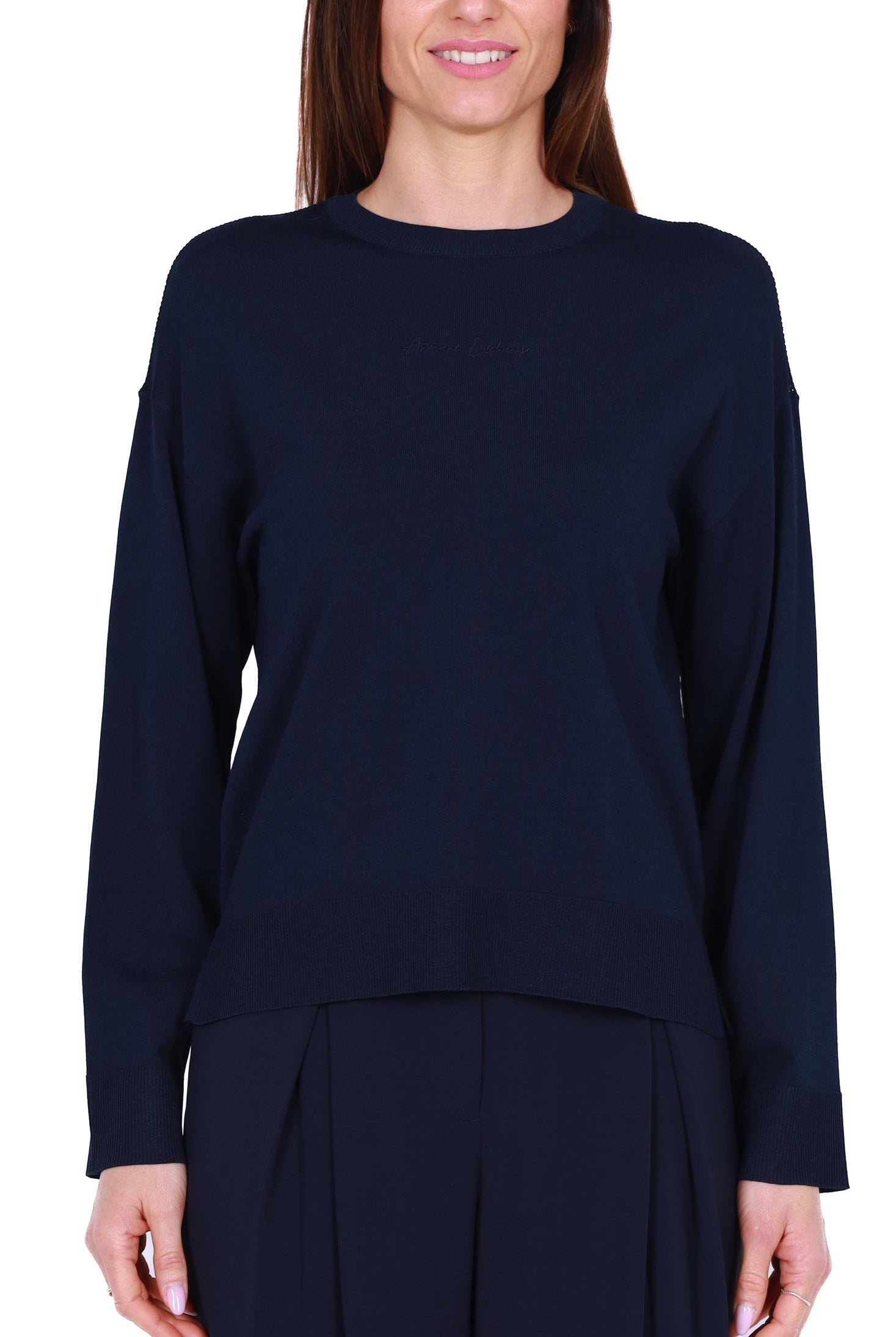 Ax Donna maglia girocollo misto viscosa blu