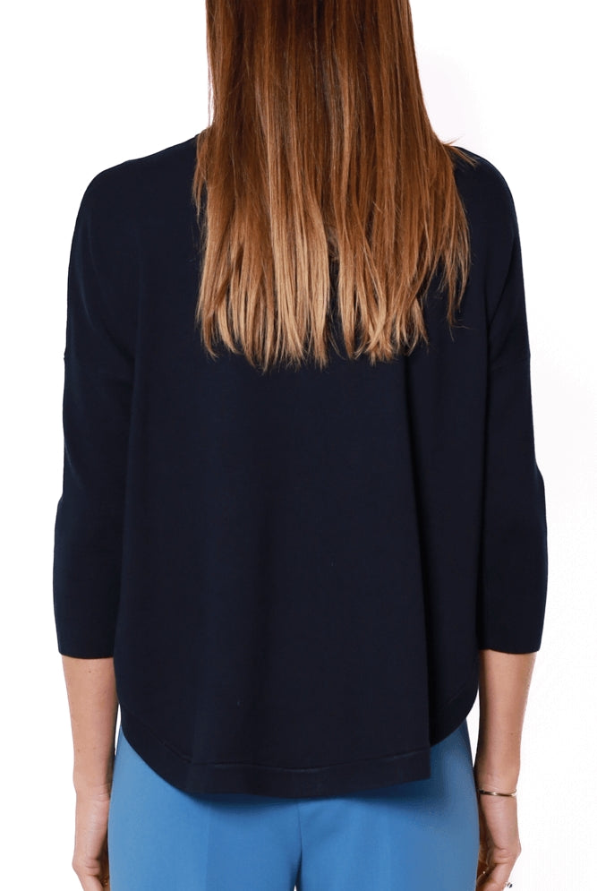 Emme Marella maglia girocollo stondata al fondo blu