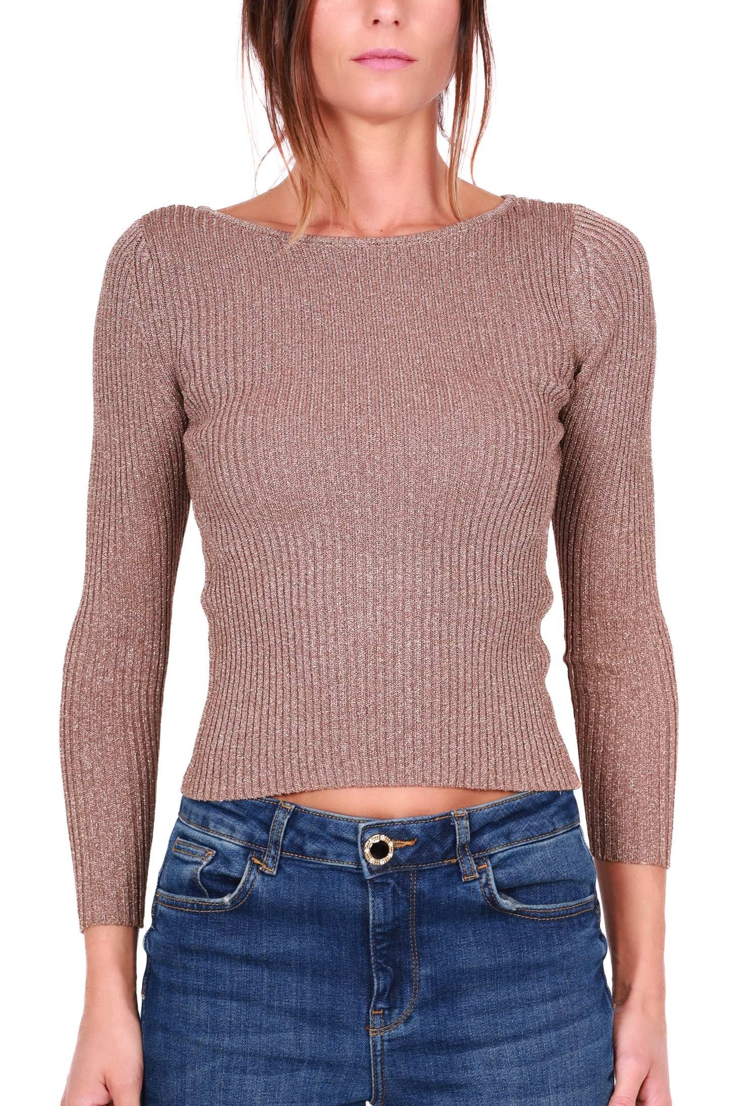 Liu Jo Black maglia lurex con cut out bronzo