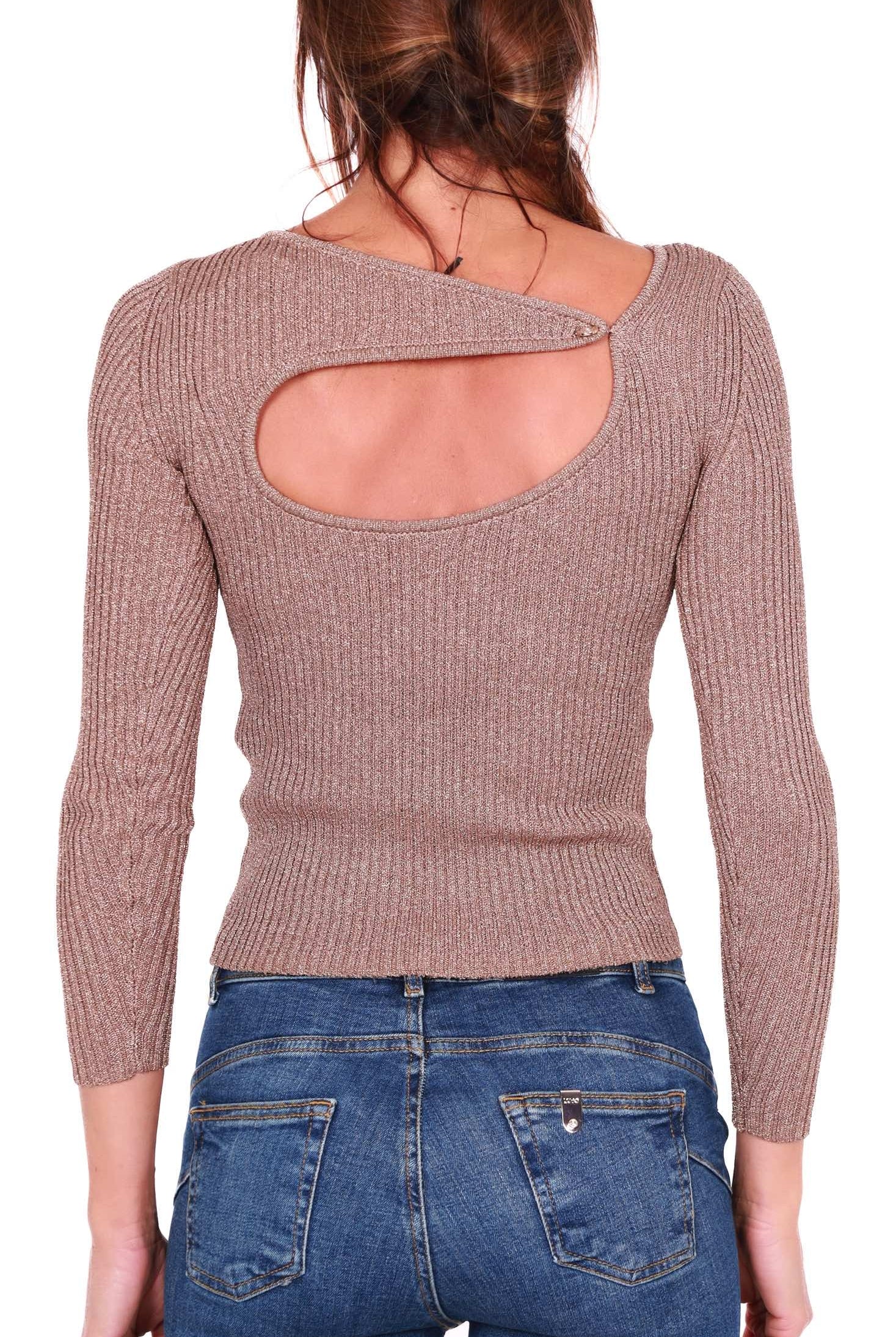 Liu Jo Black maglia lurex con cut out bronzo