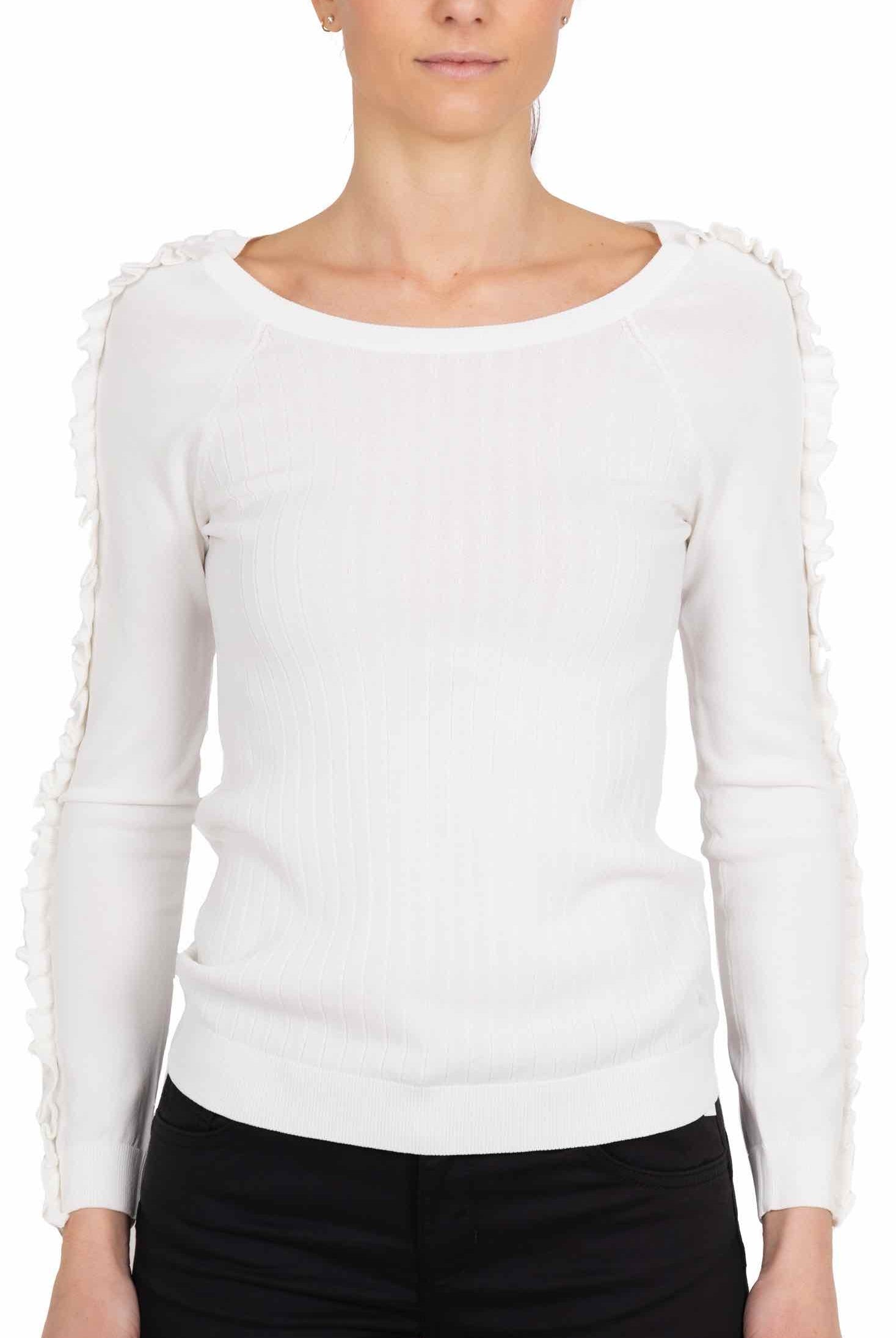 Liu Jo White maglia maniche lunghe con rouches burro