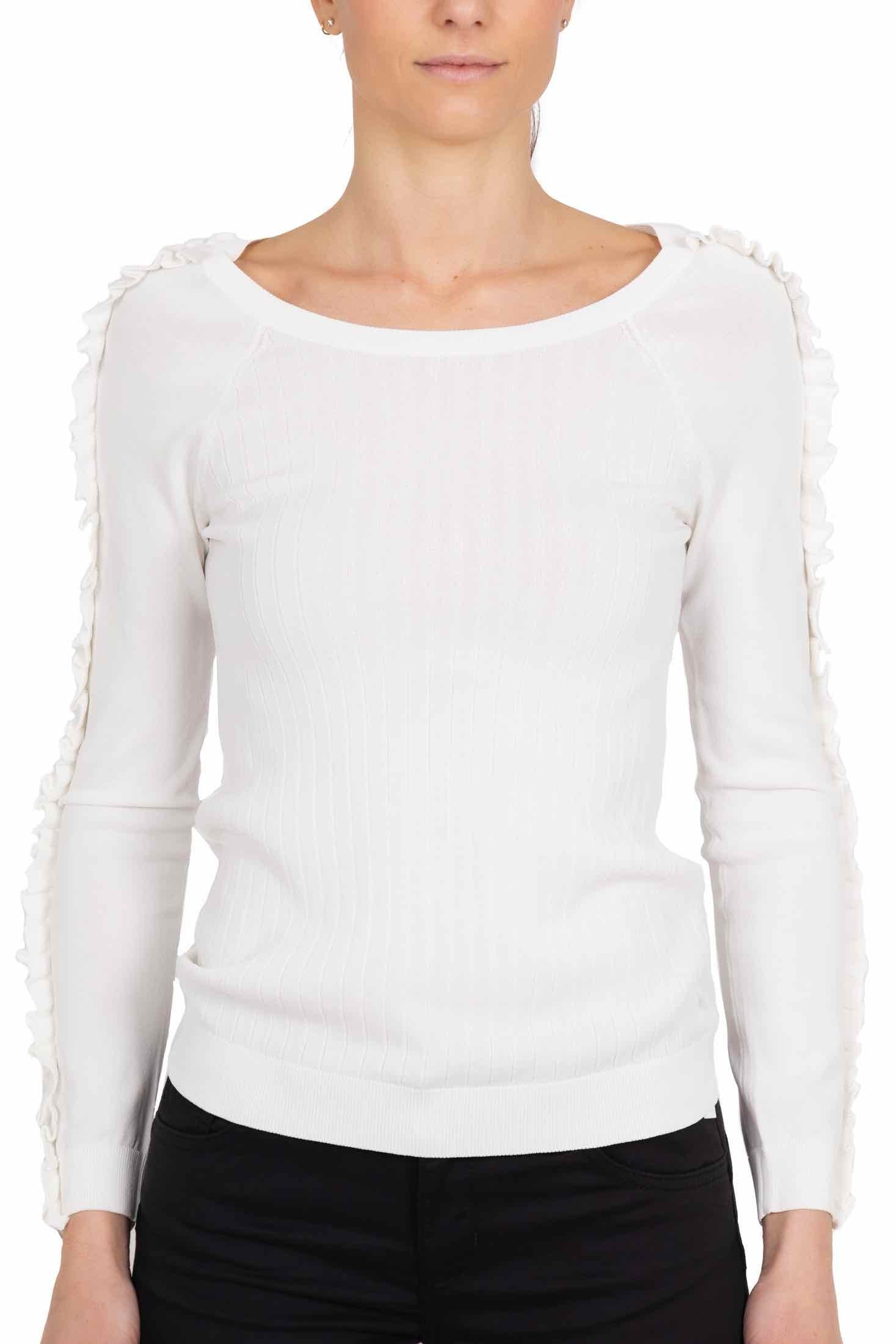 Liu Jo White maglia maniche lunghe con rouches burro