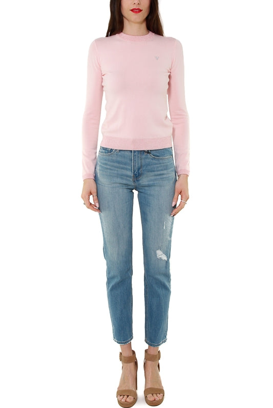 Guess Donna maglia misto viscosa con dettagli lurex rosa