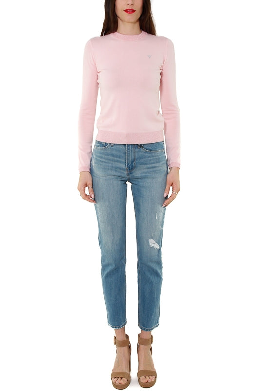 Guess Donna maglia misto viscosa con dettagli lurex rosa