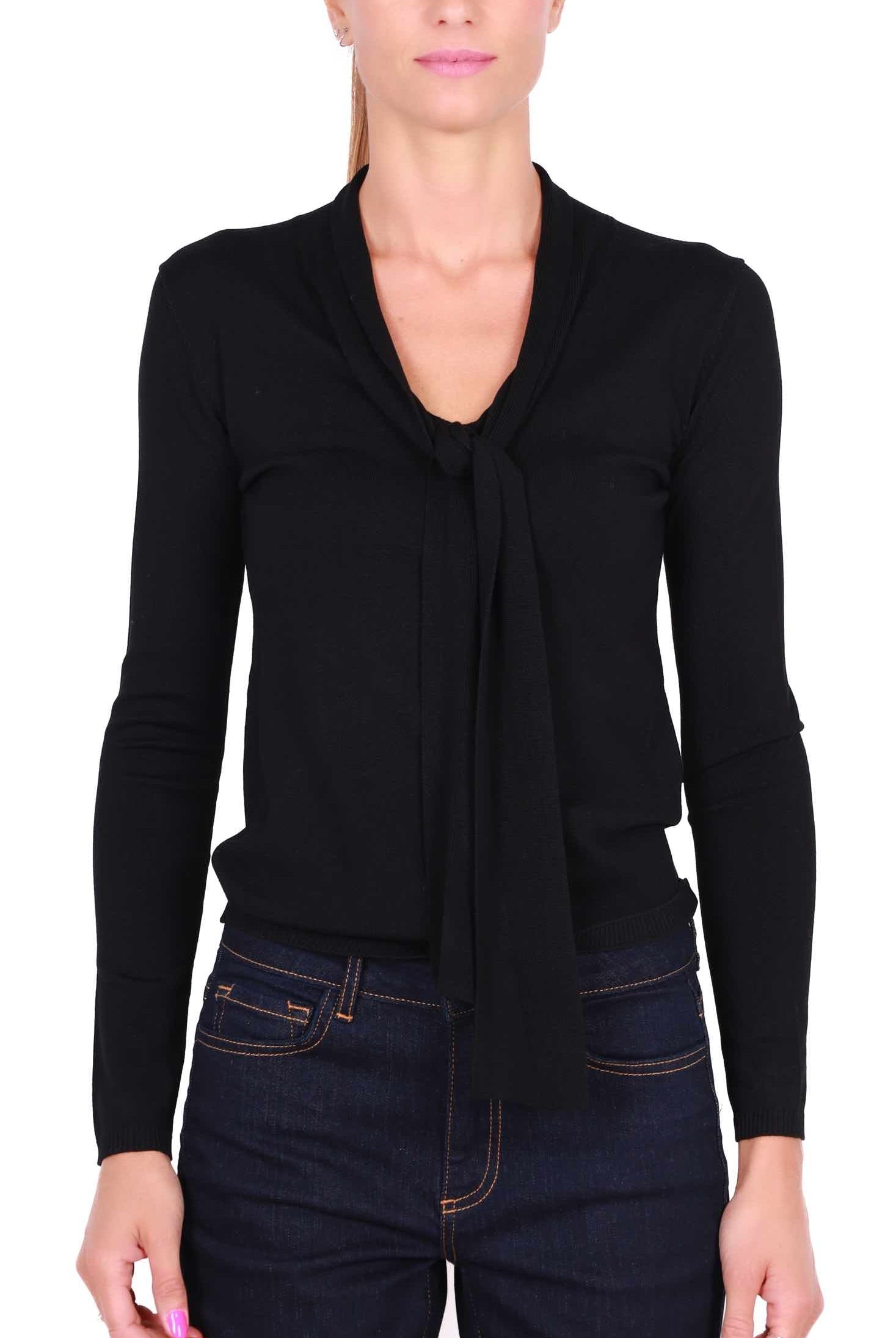 Emme Marella maglia scollo a v con sciarpina nero