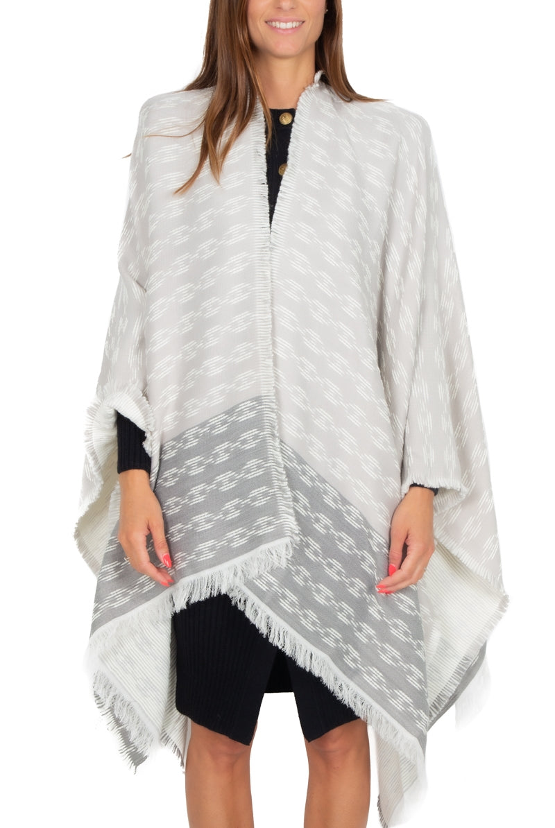 Elisabetta Franchi mantella fantasia morsetto logo grigio