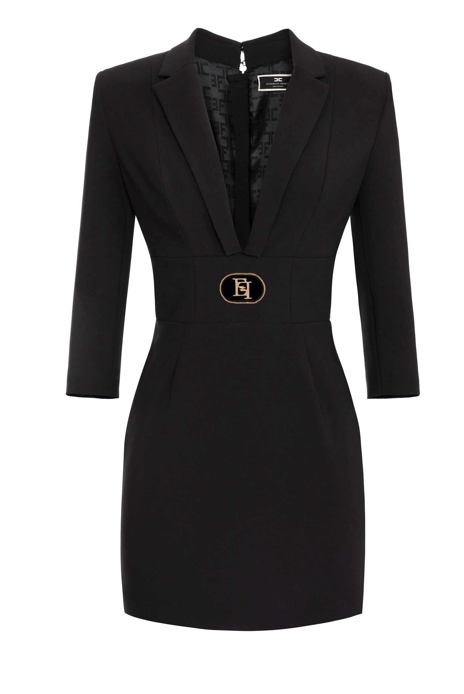 Elisabetta Franchi mini abito con scollo con revers nero