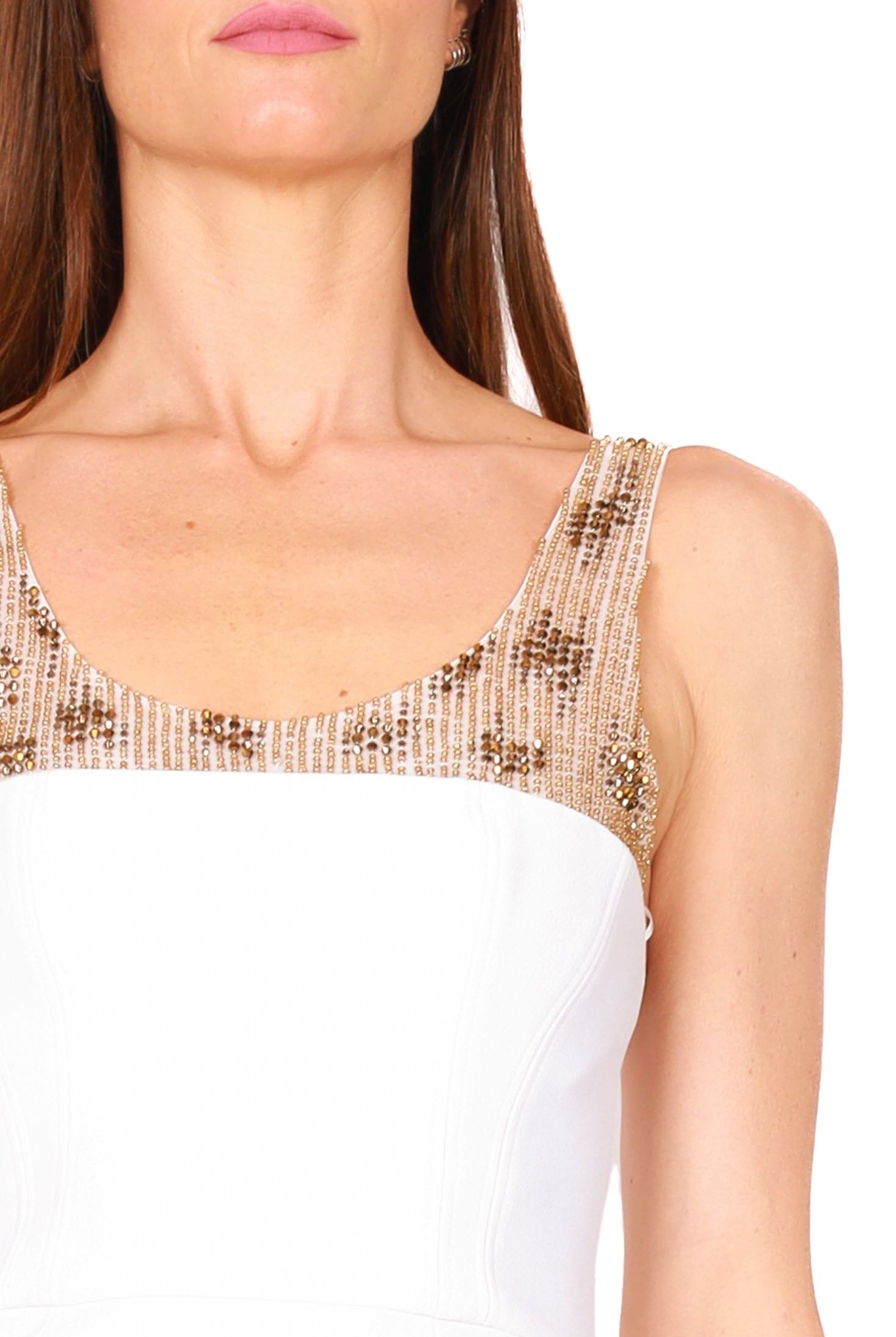 Elisabetta Franchi miniabito in crÈpe e tulle con strass bianco