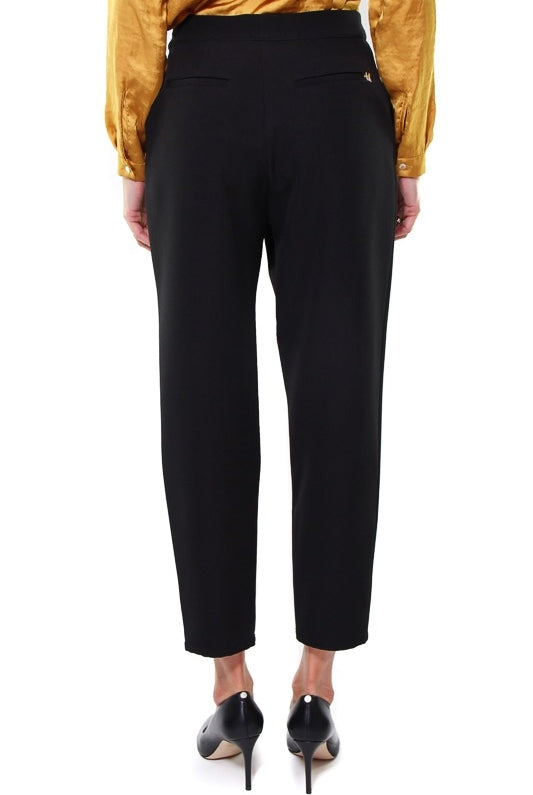 Happy25 pantalone a cavallo sceso in tessuto tecnico nero