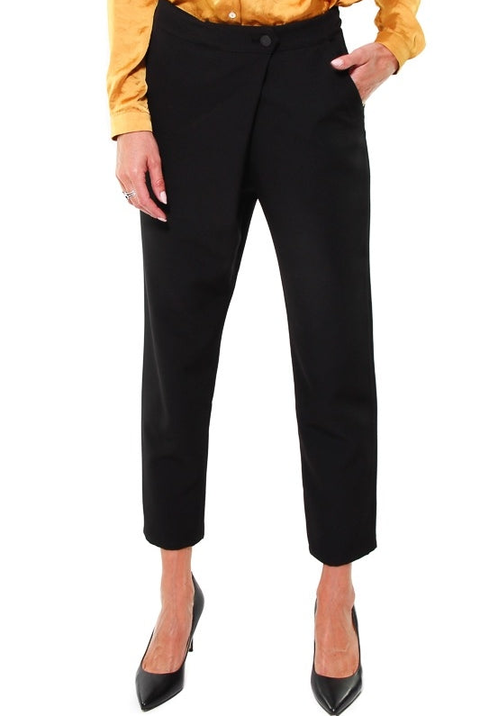 Happy25 pantalone a cavallo sceso in tessuto tecnico nero