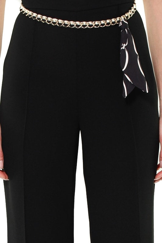 Elisabetta Franchi pantalone a palazzo con catena nero