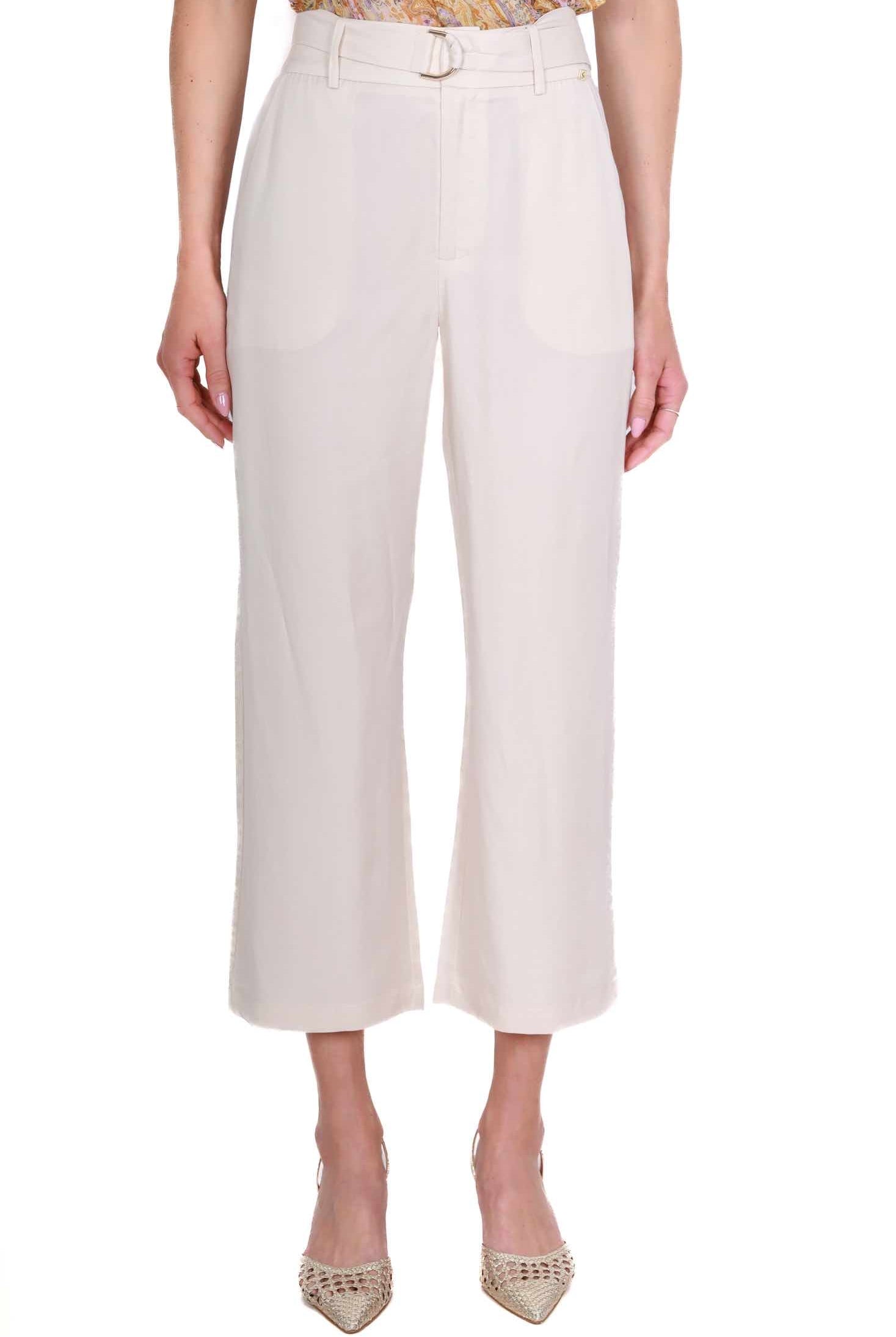 Kocca pantalone a palazzo con cintura burro