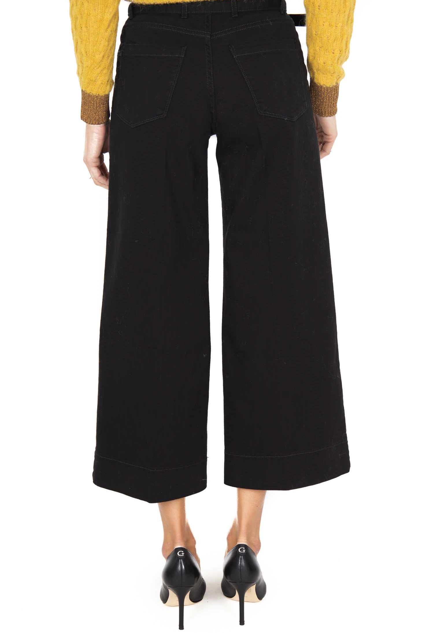 Pinko pantalone a palazzo in bull di cotone nero