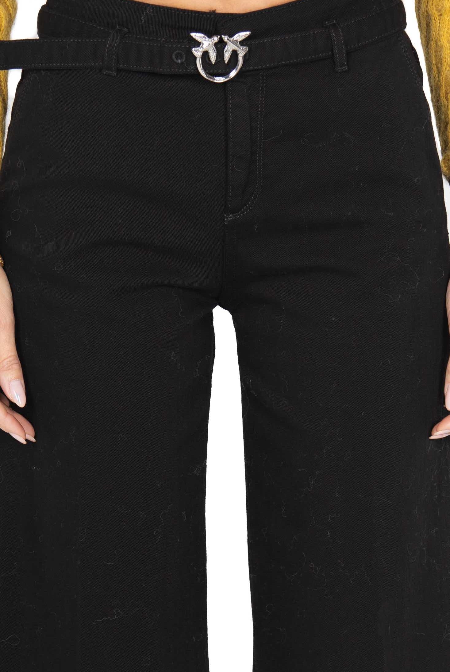Pinko pantalone a palazzo in bull di cotone nero