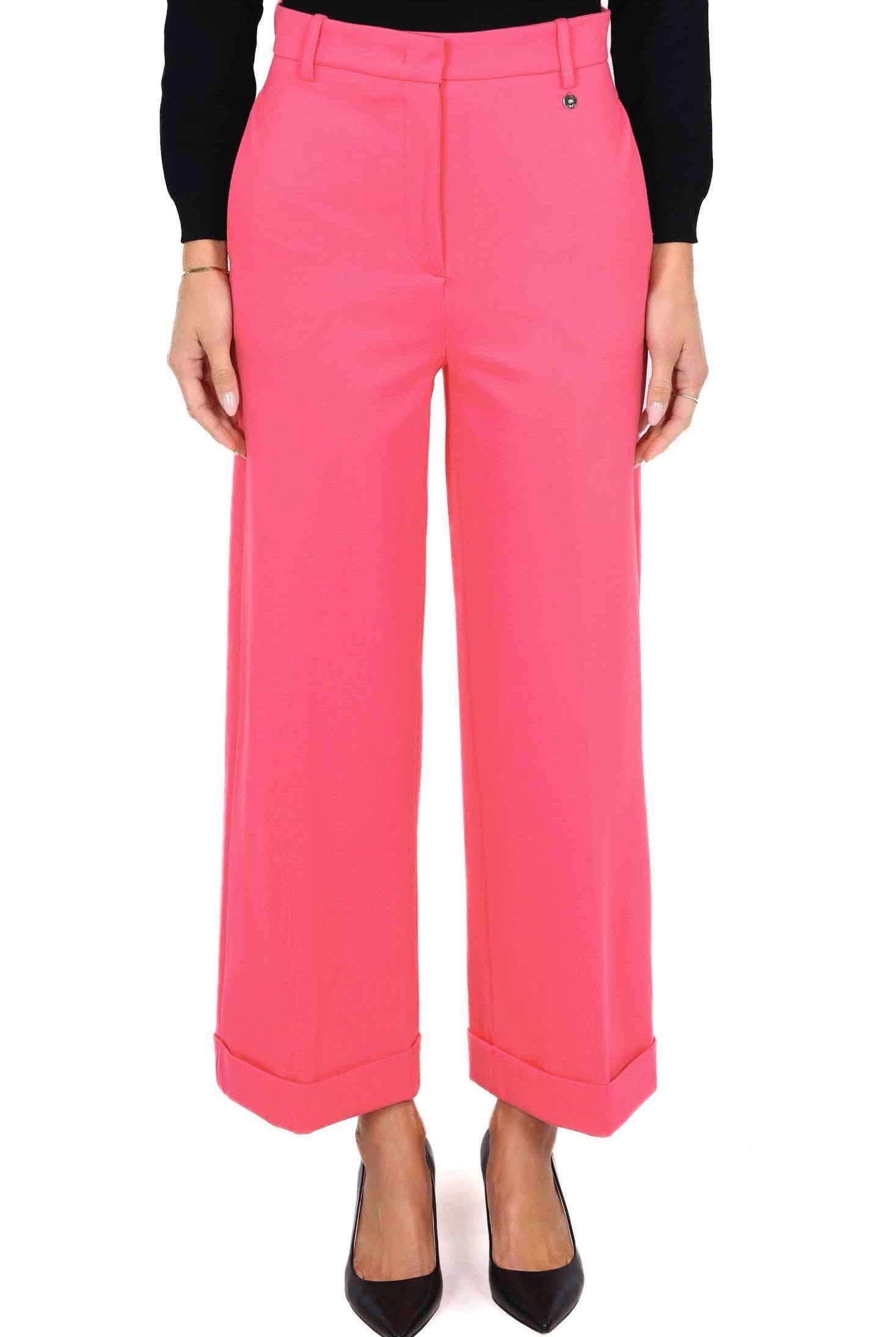 Liu Jo Black pantalone a palazzo in punto milano fuxia