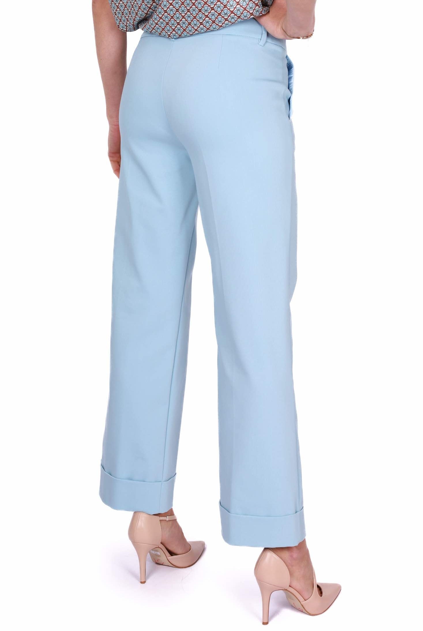 Emme Marella pantalone a palazzo misto cotone stretch azzurro