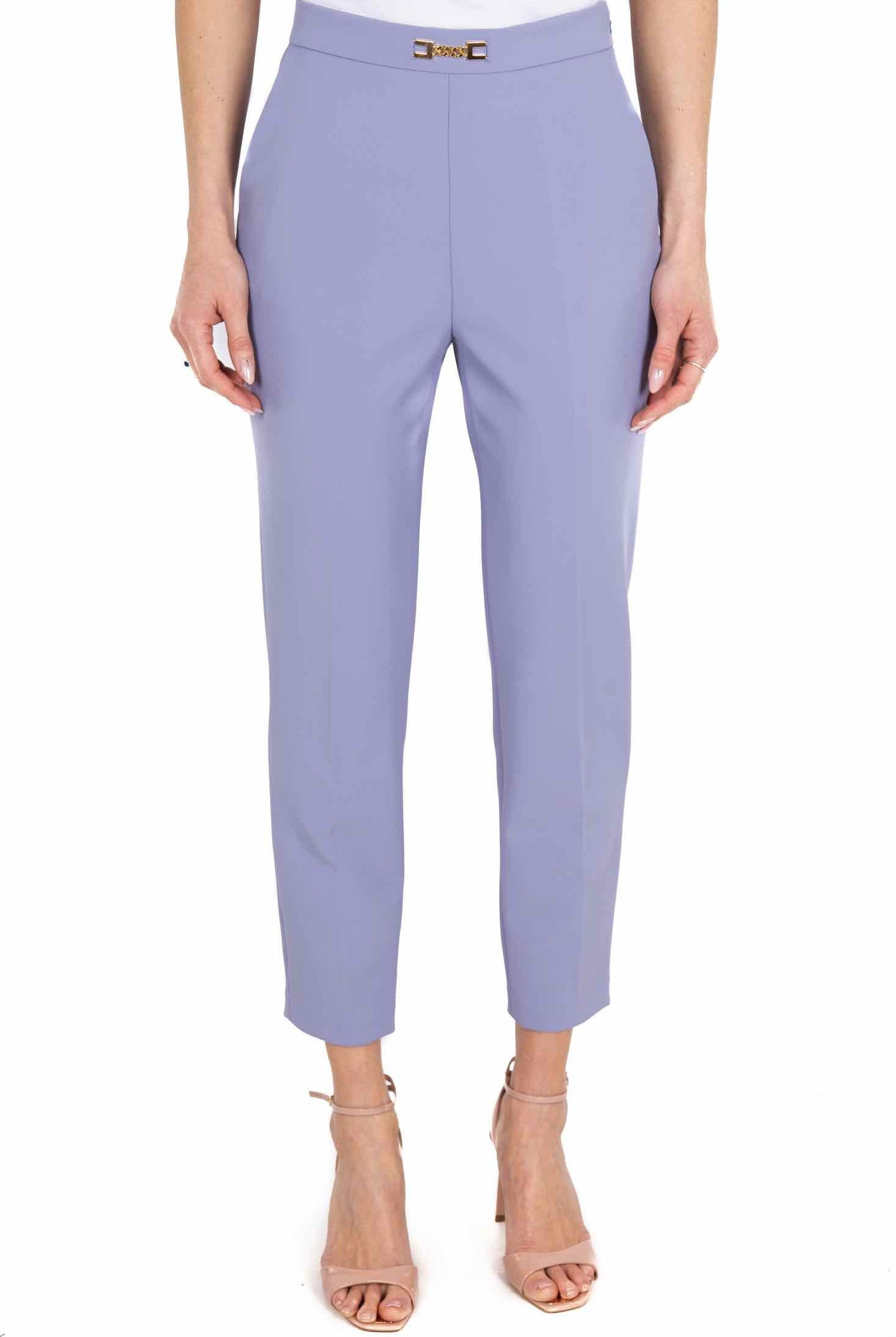 Elisabetta Franchi pantalone a sigaretta con morsetto logo glicine