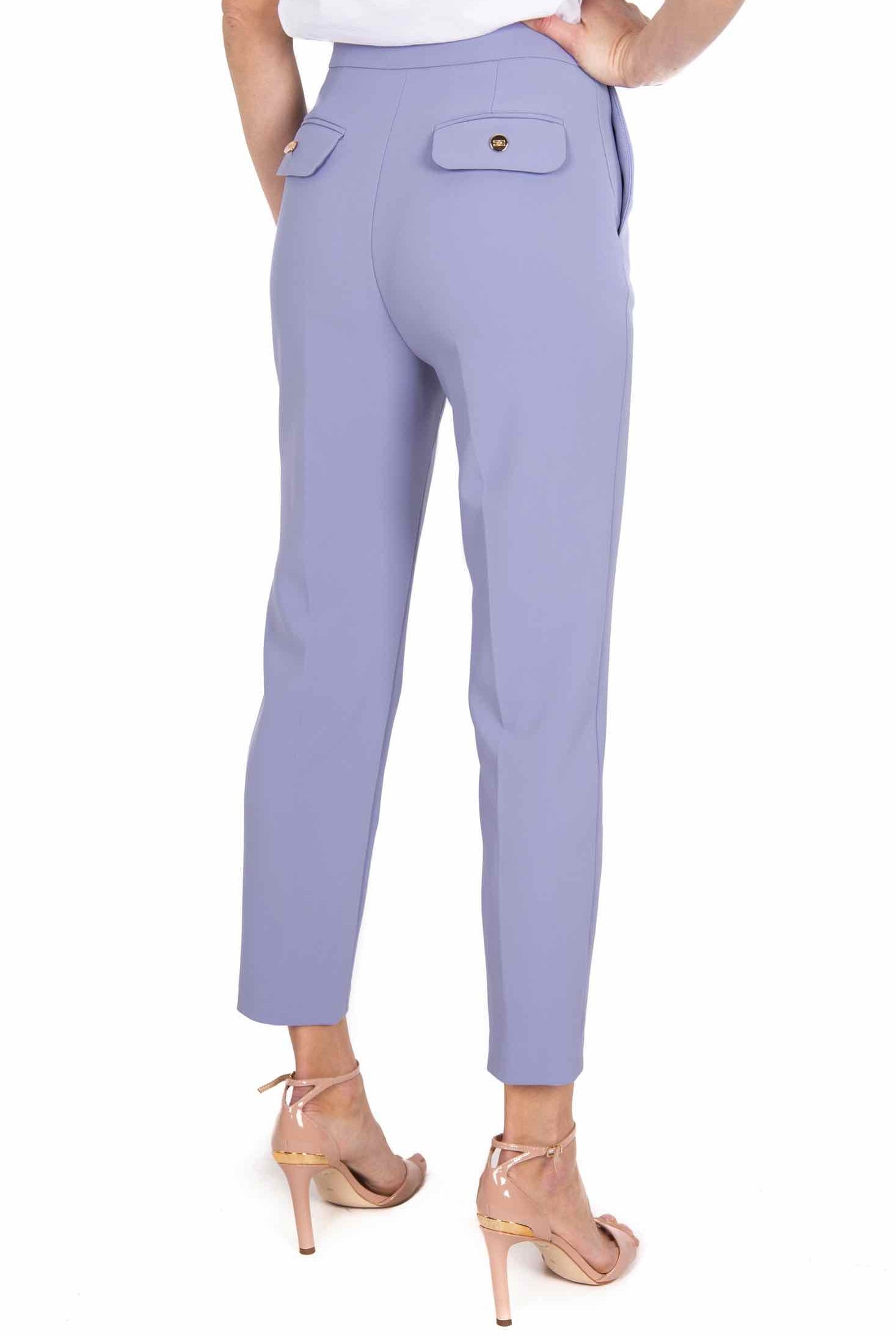 Elisabetta Franchi pantalone a sigaretta con morsetto logo glicine