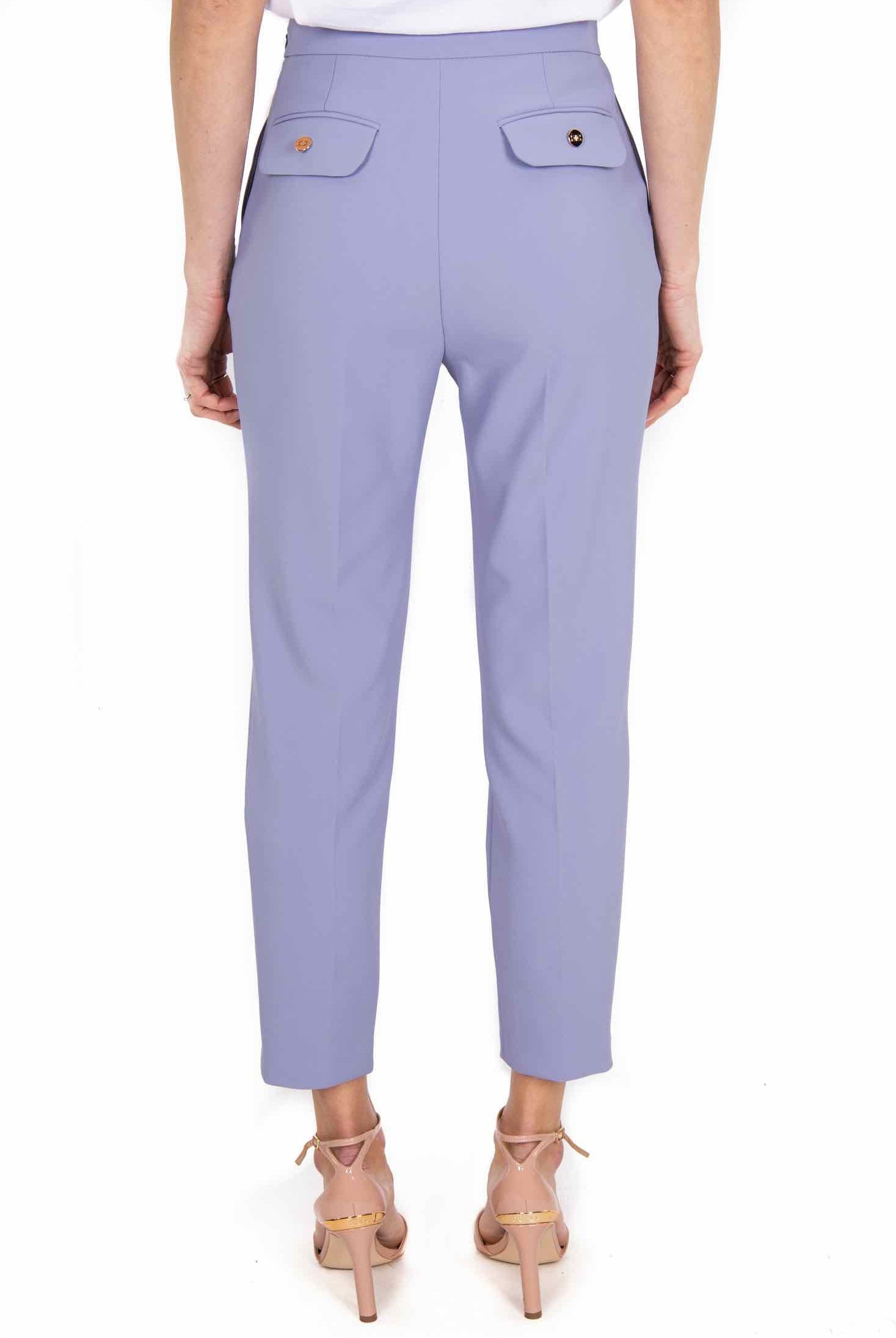 Elisabetta Franchi pantalone a sigaretta con morsetto logo glicine