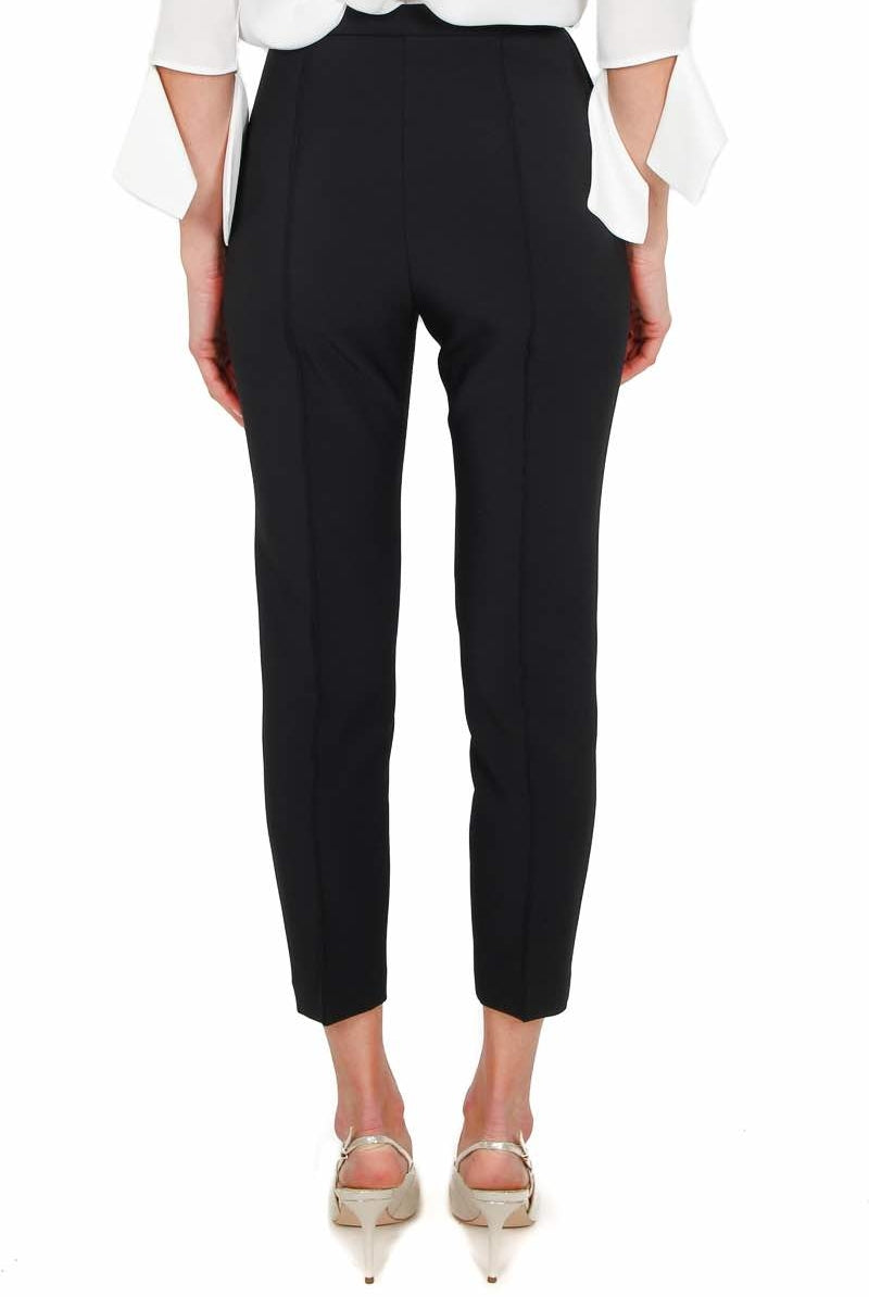 Elisabetta Franchi pantalone a sigaretta con ricamo sul cinturino nero