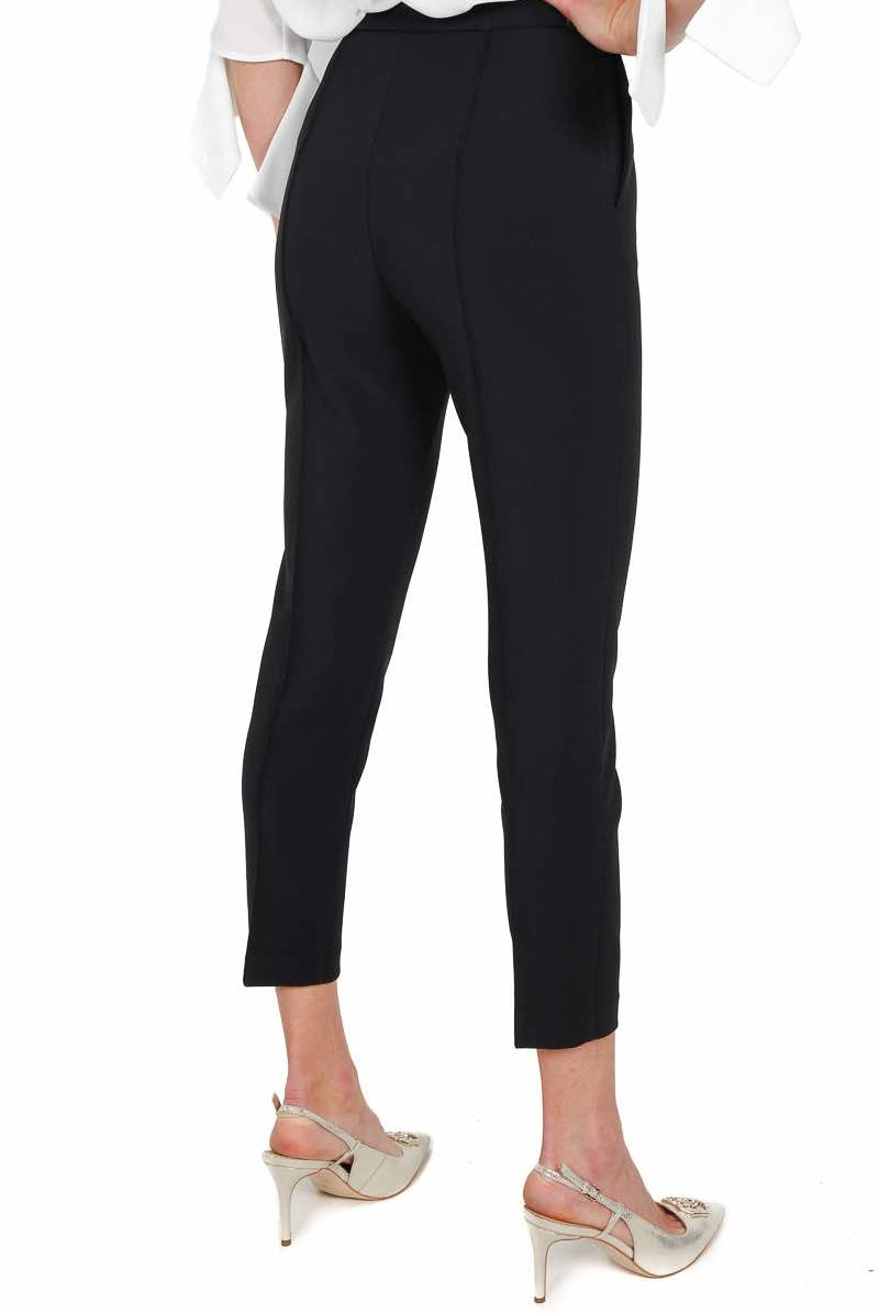 Elisabetta Franchi pantalone a sigaretta con ricamo sul cinturino nero