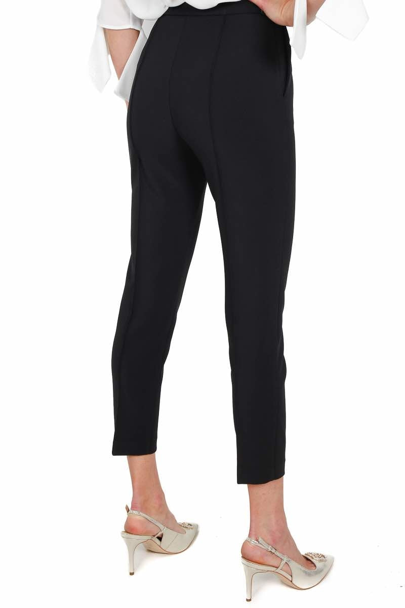 Elisabetta Franchi pantalone a sigaretta con ricamo sul cinturino nero