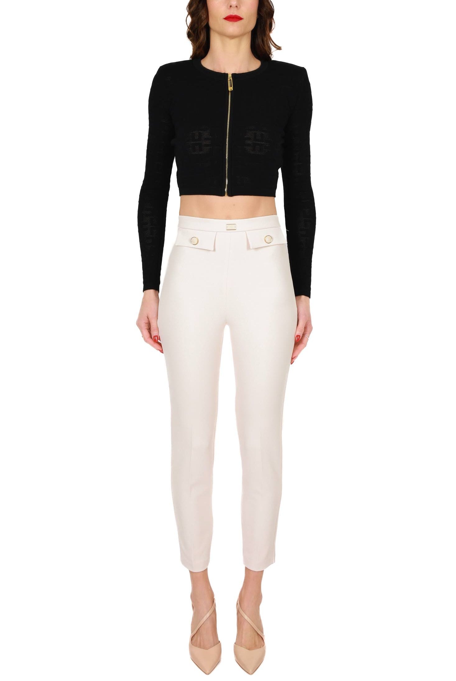 Elisabetta Franchi pantalone a sigaretta in crÈpe burro