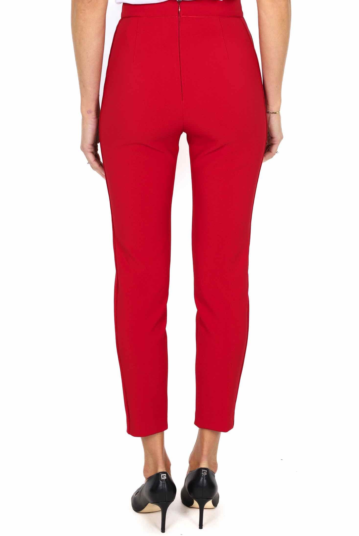 Elisabetta Franchi pantalone a sigaretta in crÈpe stretch rosso