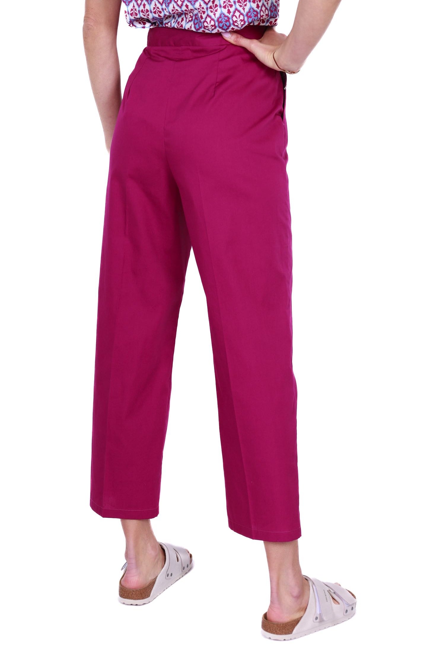 Emme Marella pantalone a sigaretta in popeline di cotone viola