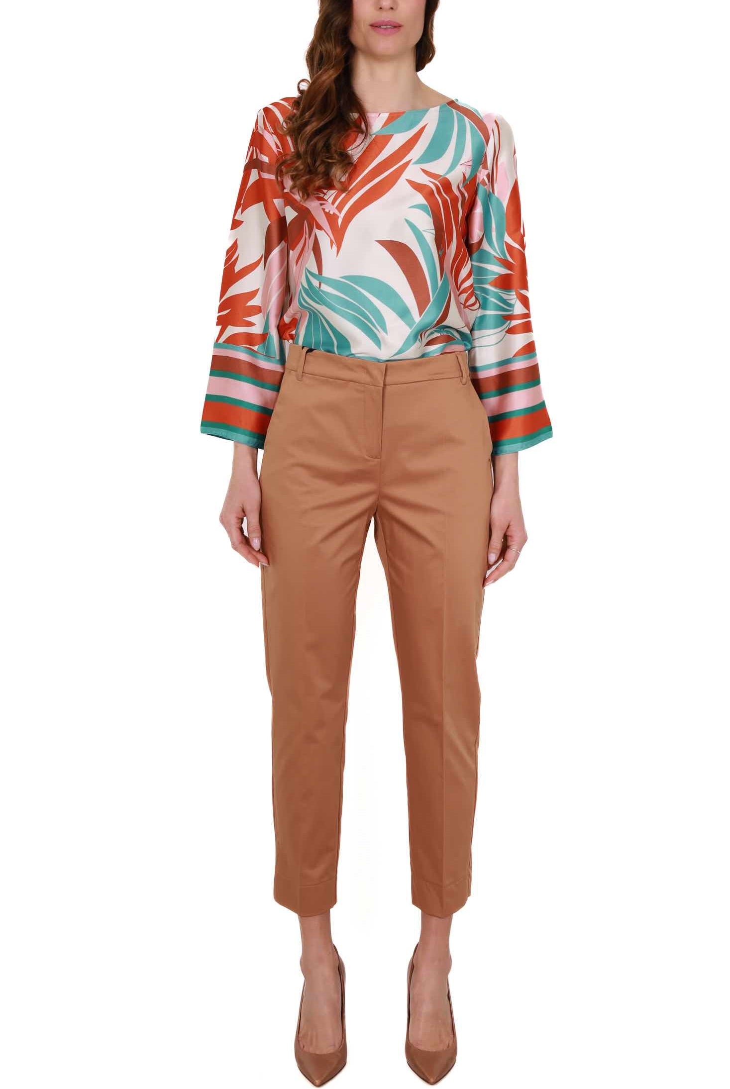 Pennyblack pantalone a sigaretta in raso di cotone cammello