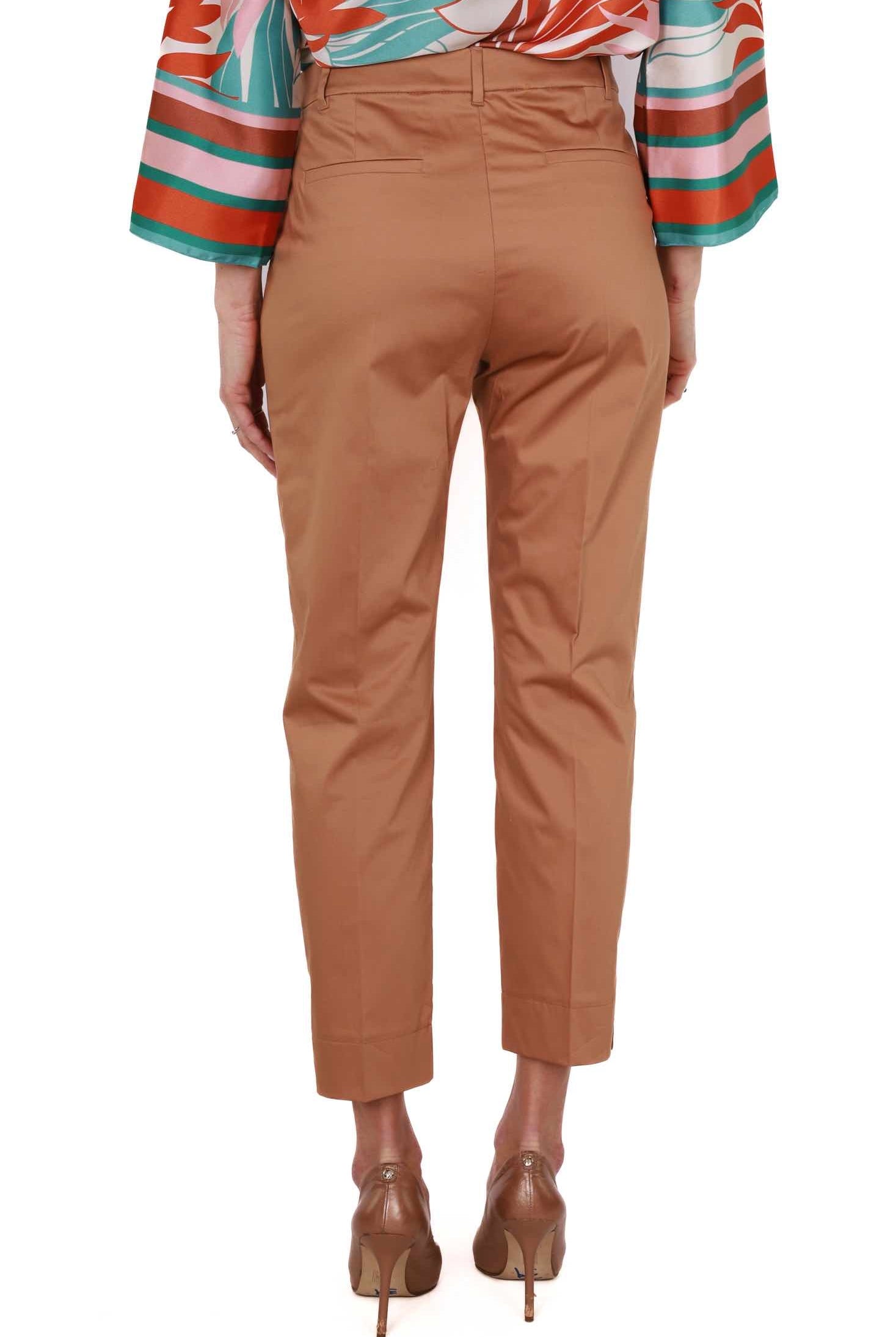 Pennyblack pantalone a sigaretta in raso di cotone cammello