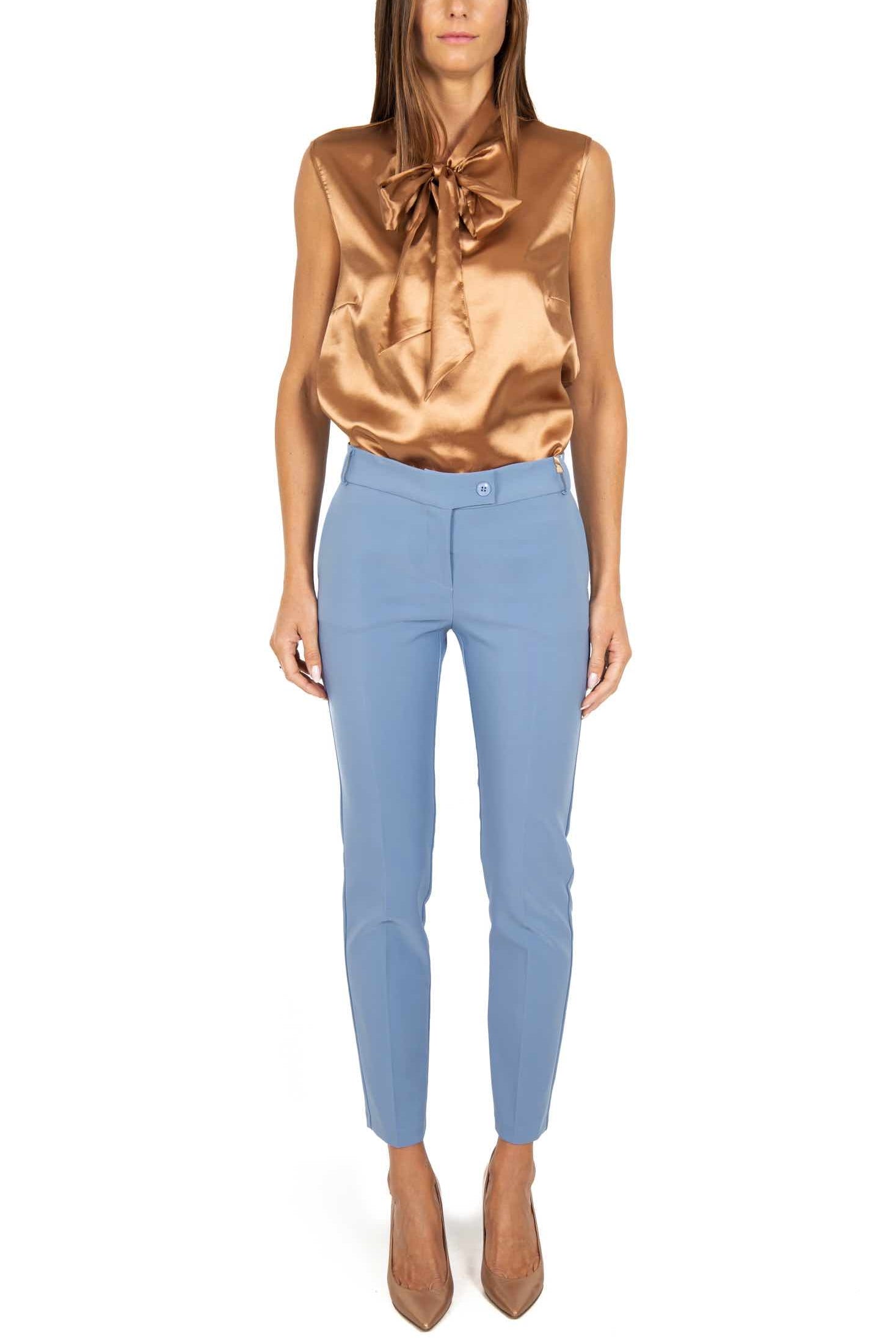 Teddy pantalone a sigaretta in tessuto tecnico azzurro