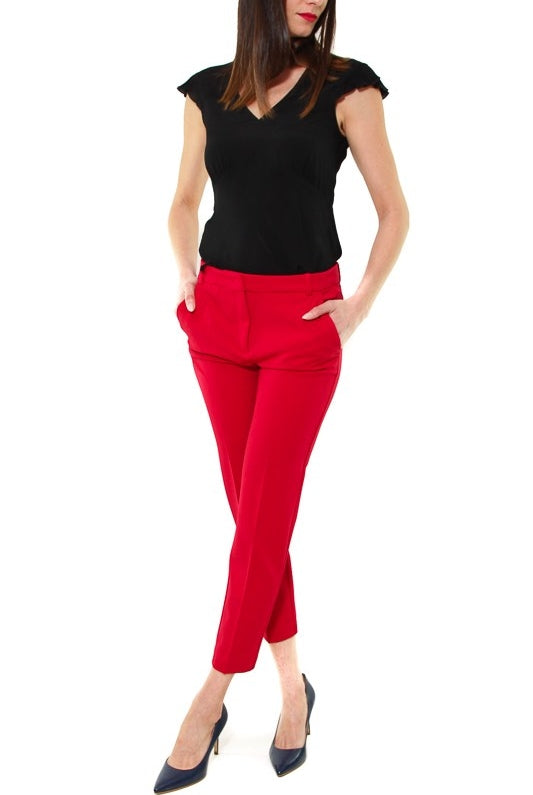 Pinko pantalone a sigaretta in tessuto tecnico rosso