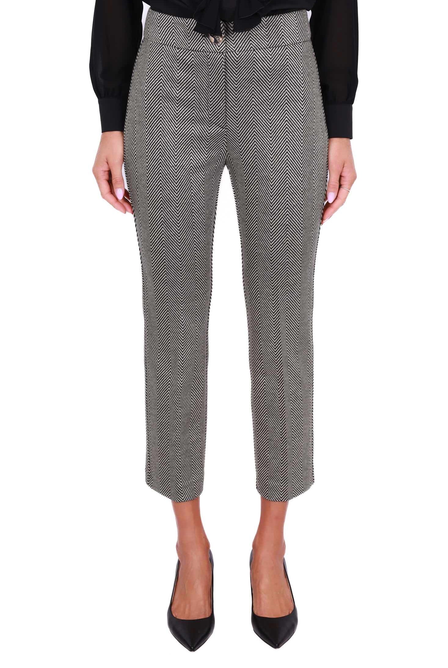 Liu Jo Black pantalone a sigaretta motivo a spina nero