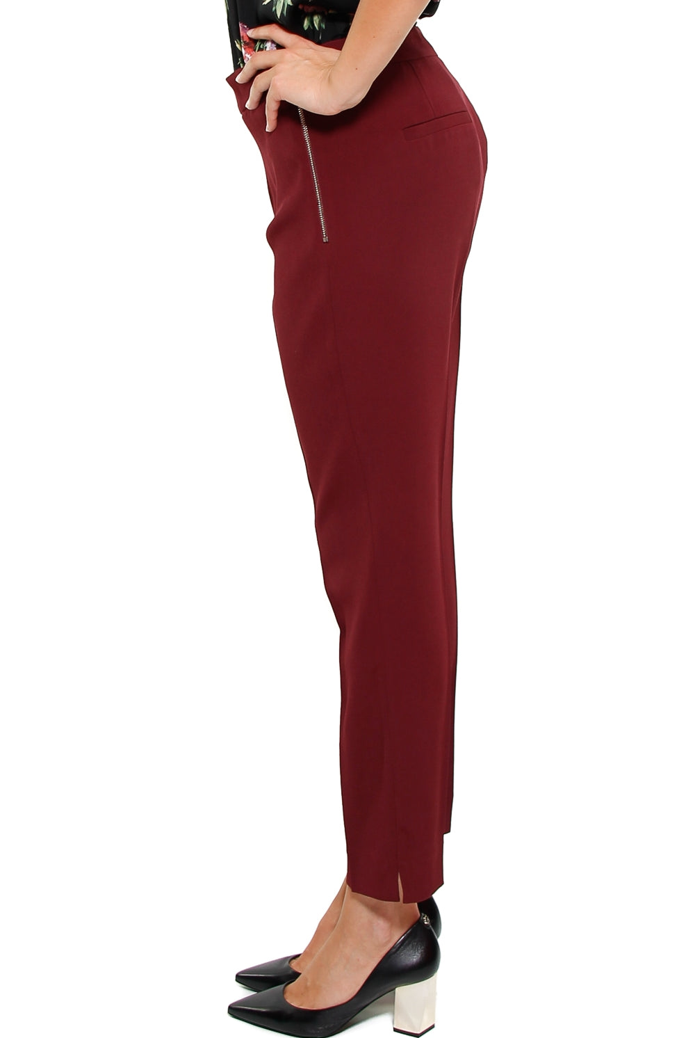Liu Jo Black pantalone alla caviglia tessuto stretch bordeaux