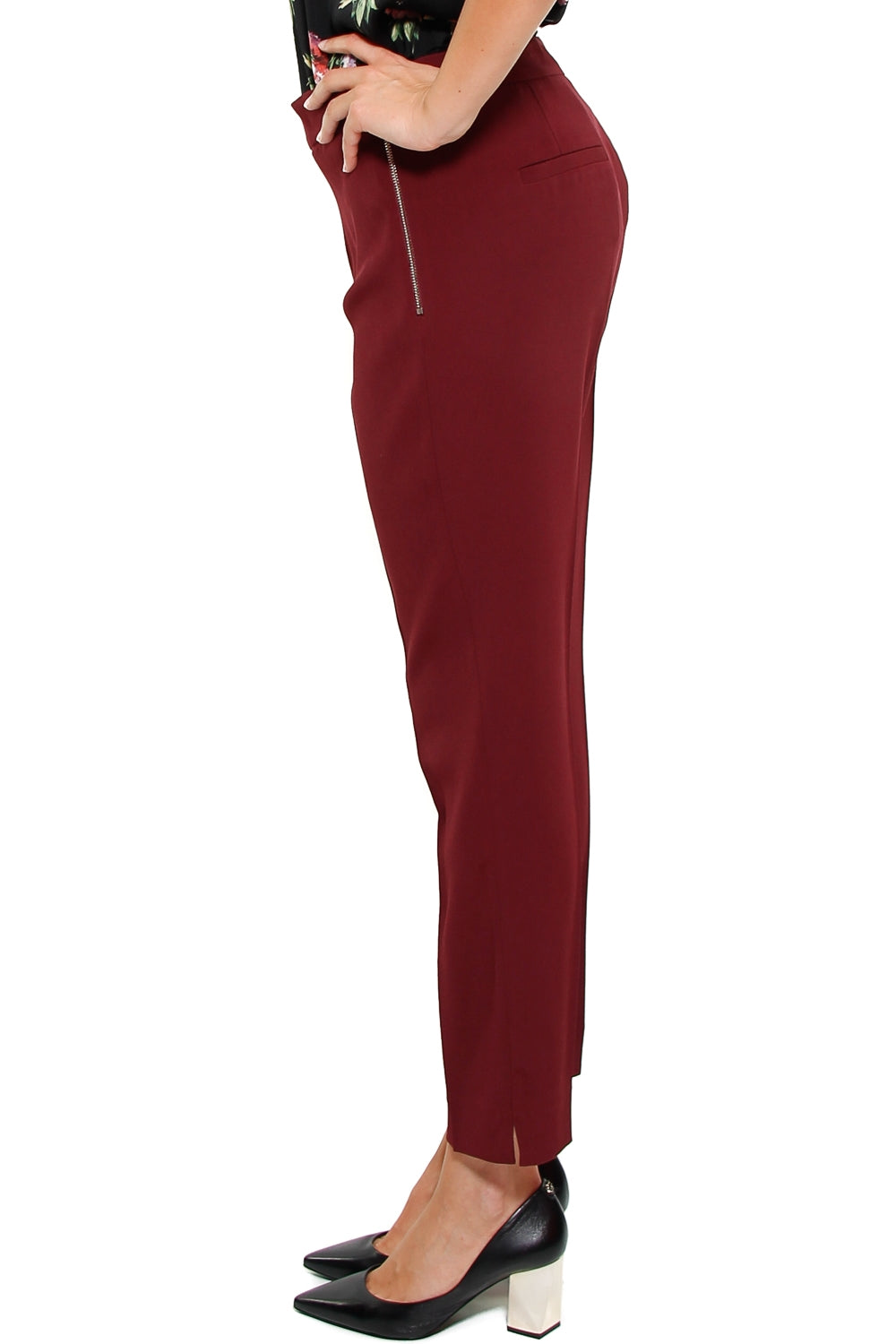 Liu Jo Black pantalone alla caviglia tessuto stretch bordeaux