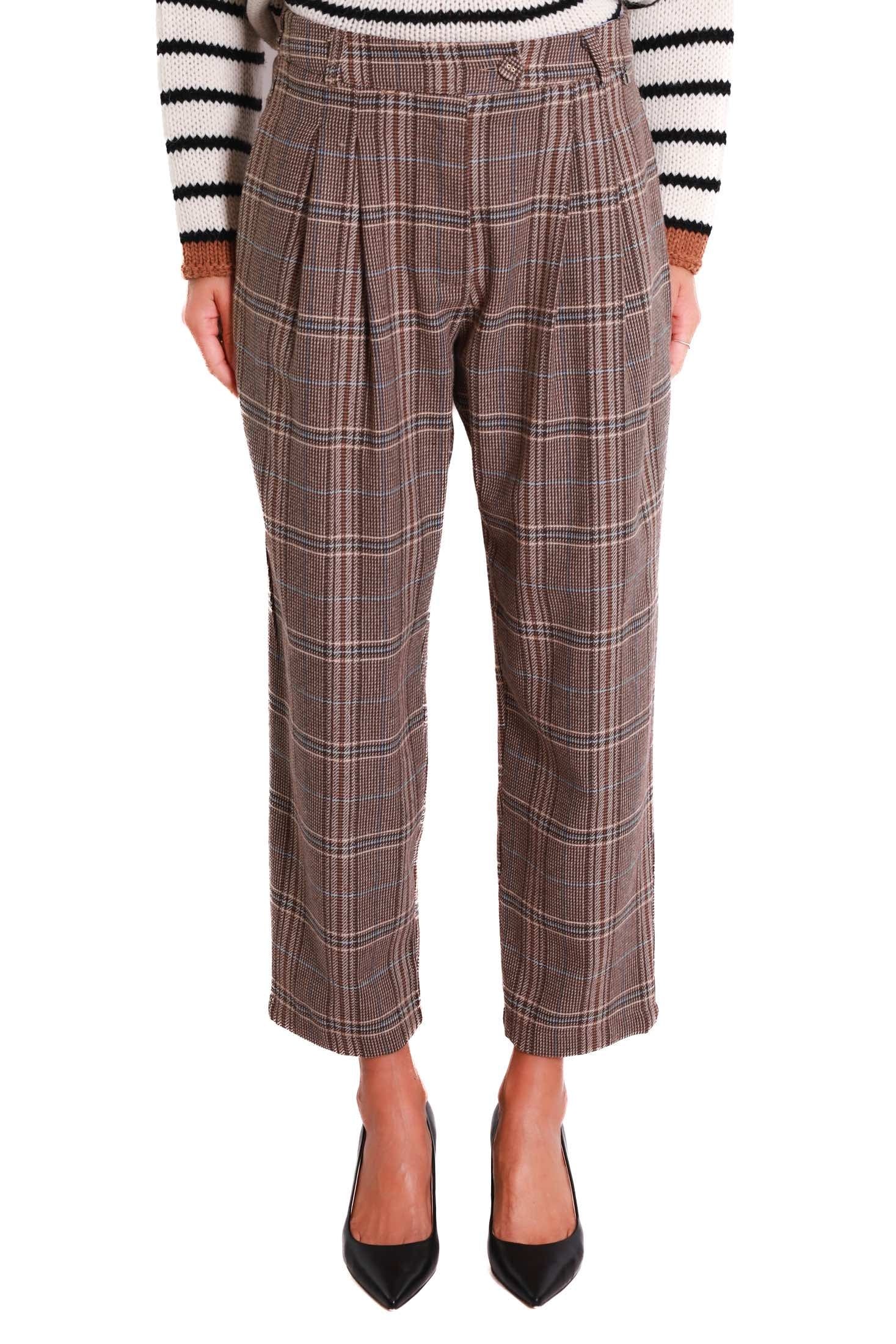 Dixie pantalone baggy fantasia check marrone