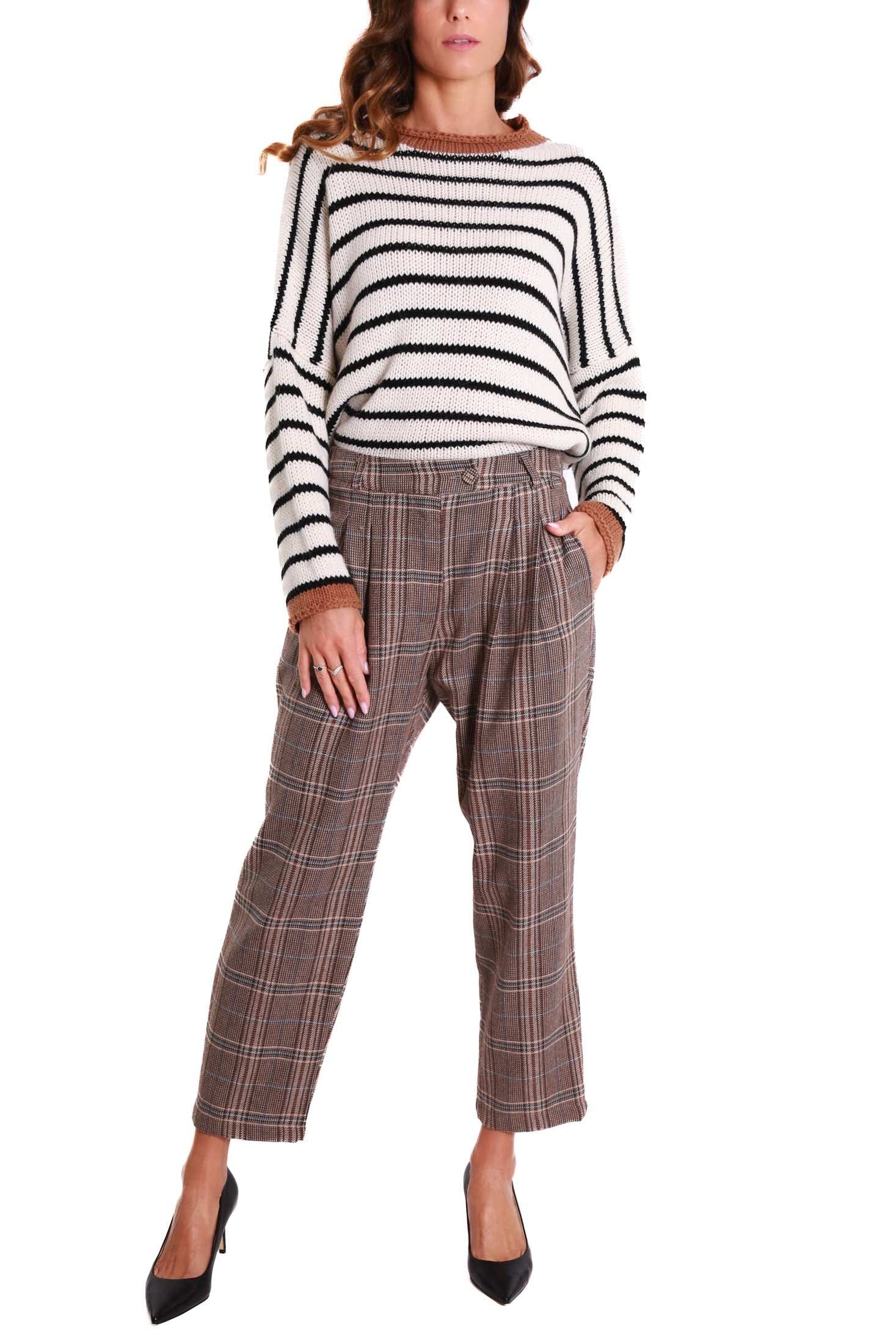 Dixie pantalone baggy fantasia check marrone