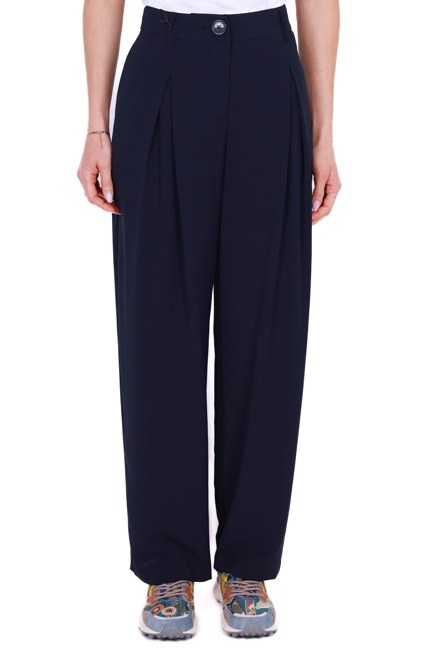 Ax Donna pantalone baggy tessuto fluido blu