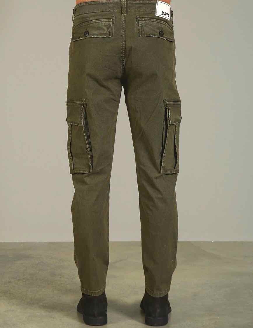 Berna pantalone cargo in cotone vintage verde