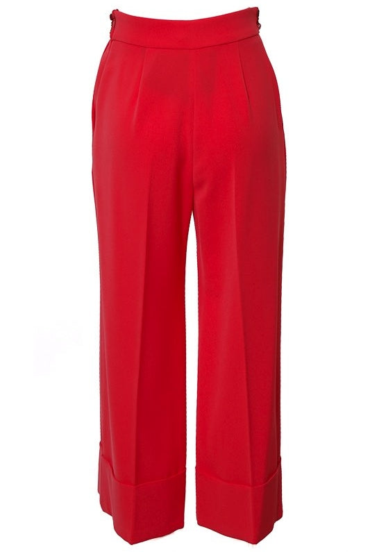 Elisabetta Franchi pantalone cropped a palazzo in crepe rosso