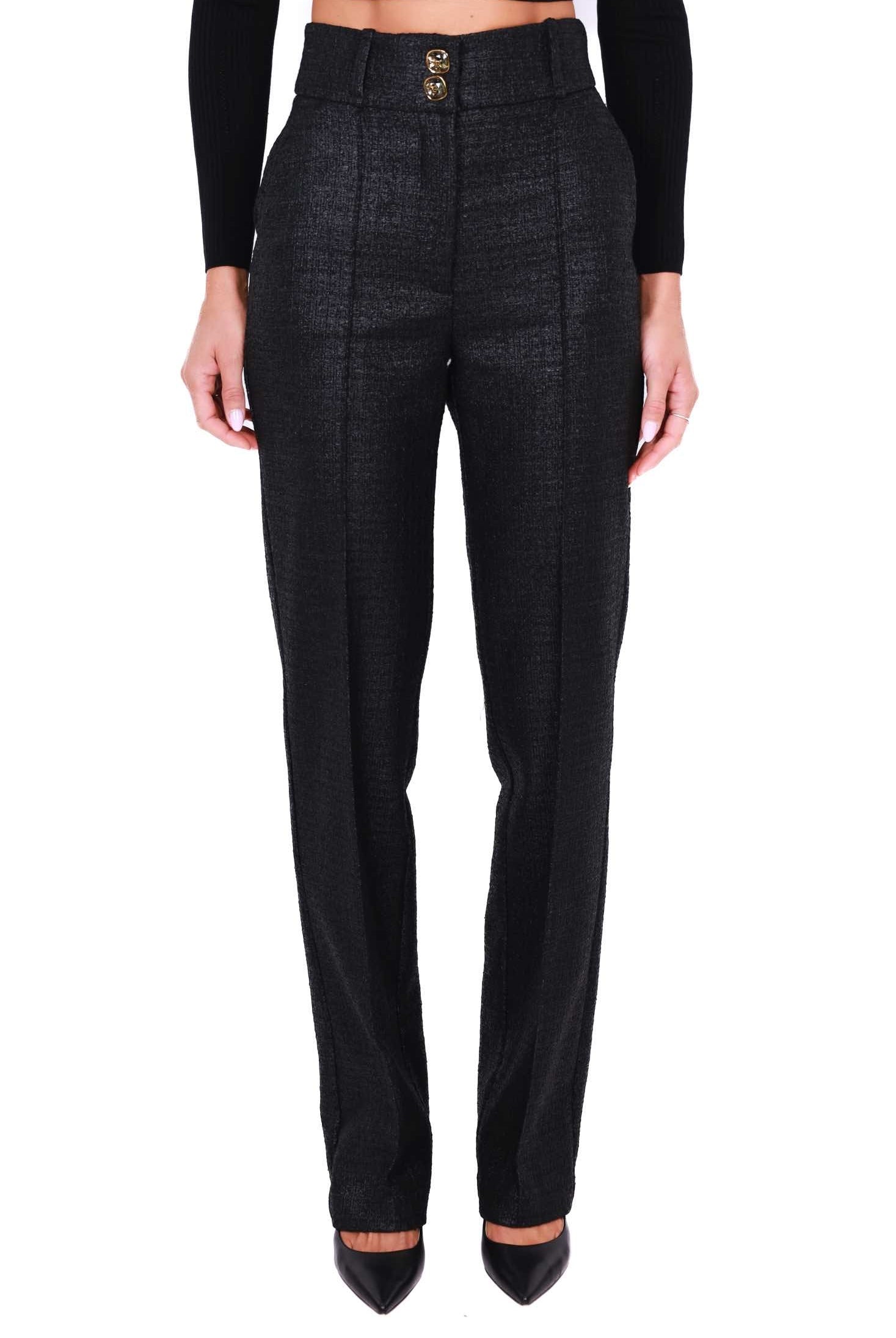 Elisabetta Franchi pantalone dritto a vita alta nero