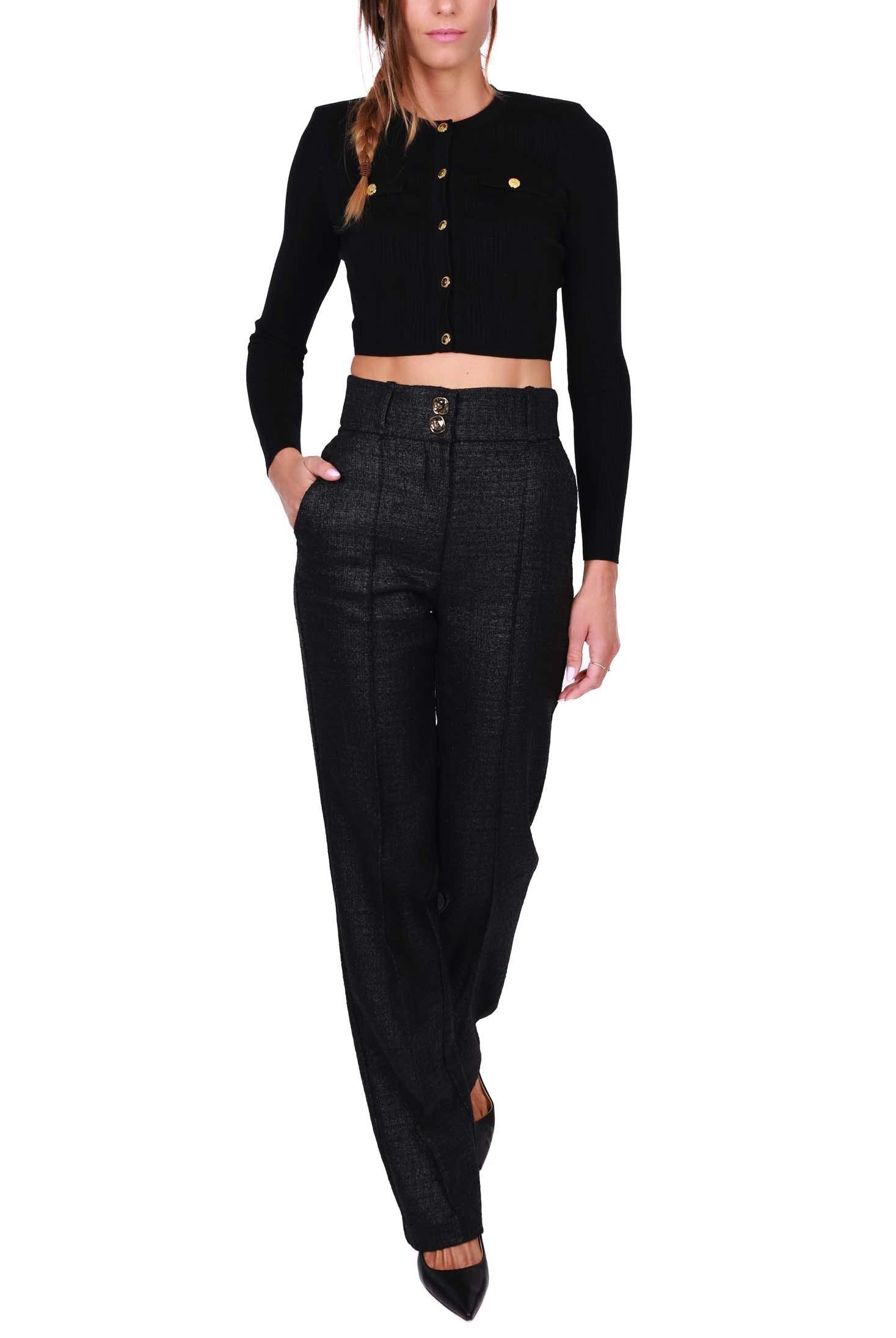 Elisabetta Franchi pantalone dritto a vita alta nero