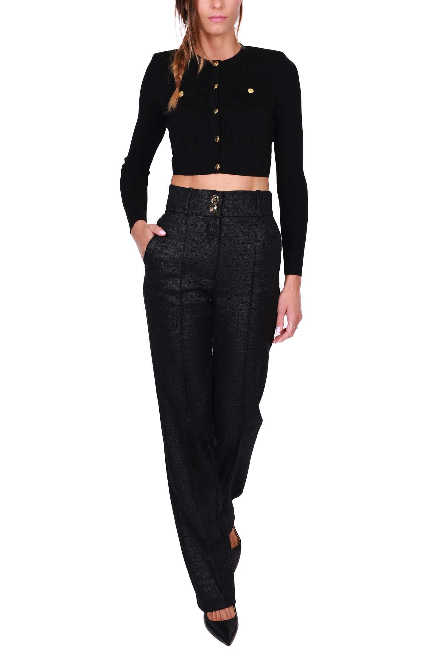 Elisabetta Franchi pantalone dritto a vita alta nero