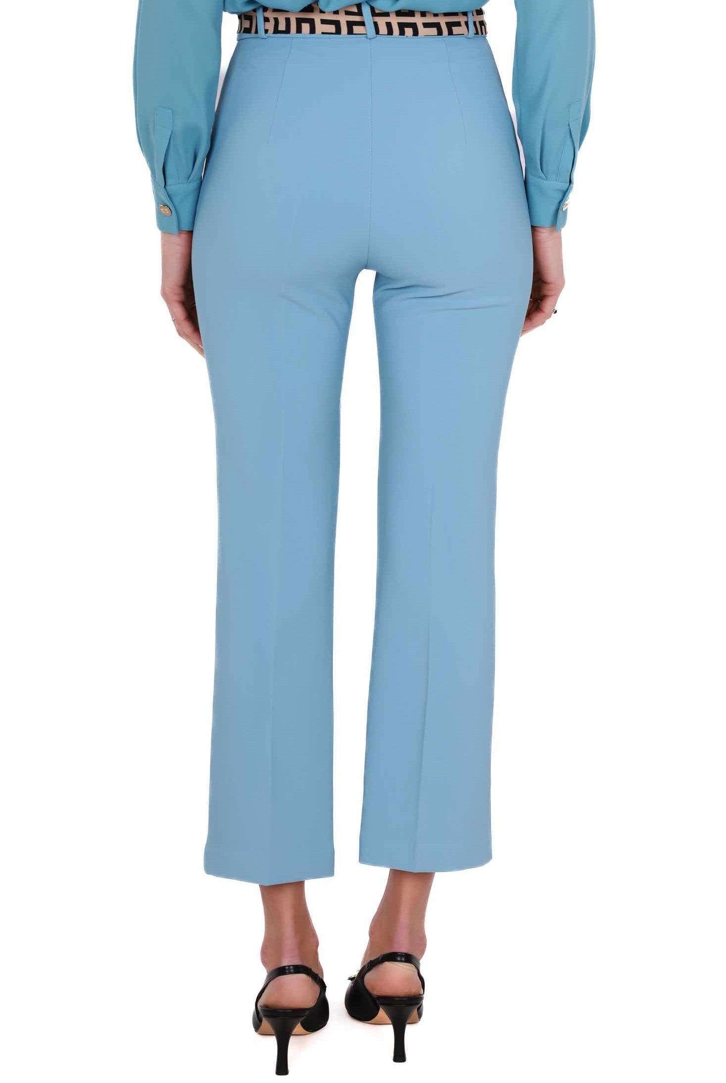 Elisabetta Franchi pantalone elegante in crÈpe azzurro