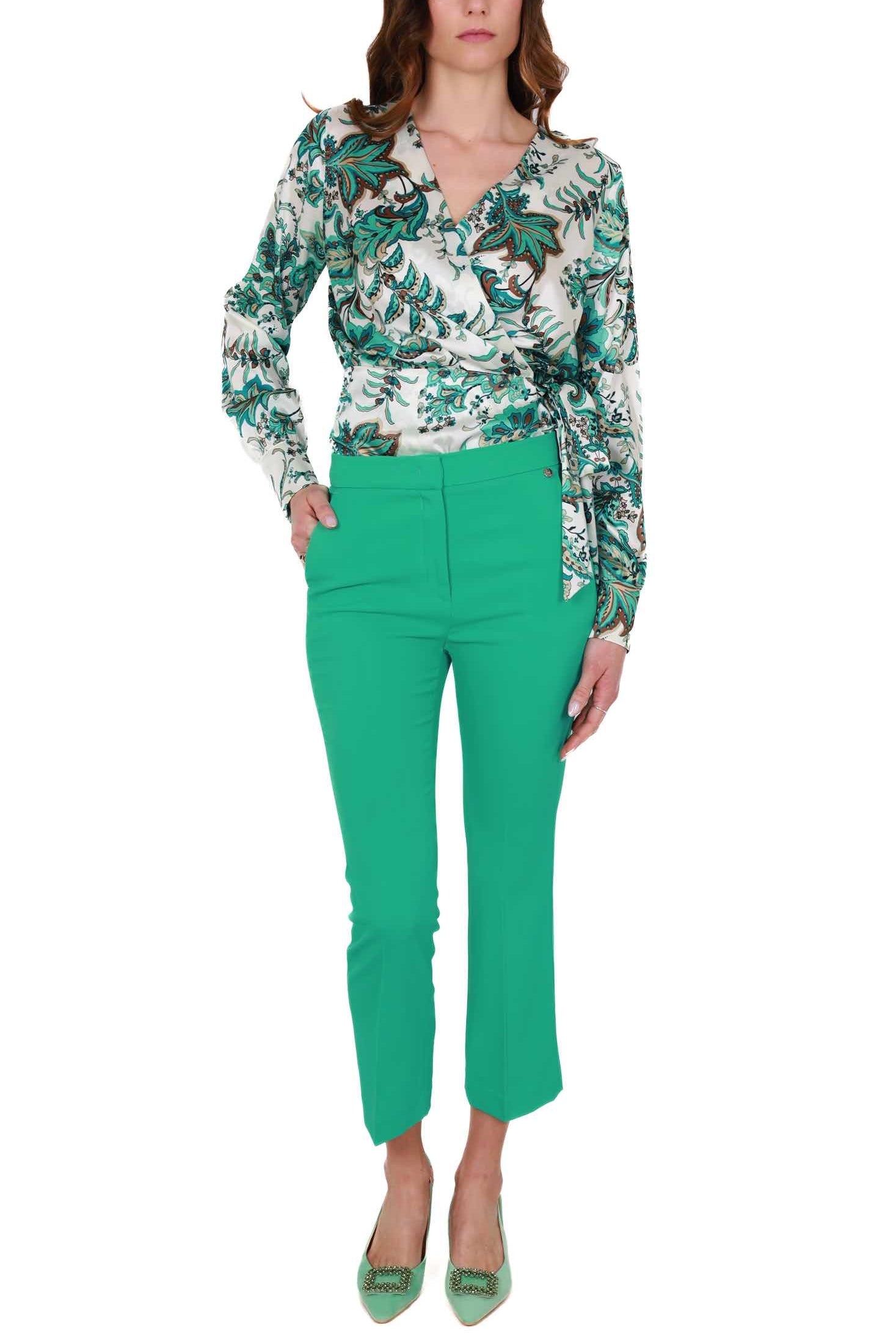 Liu Jo Black pantalone elegante in crepe stretch verde