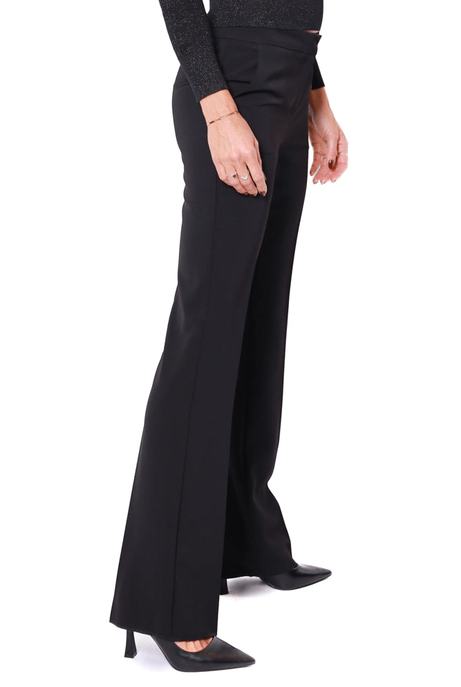 Emme Marella pantalone flare in twill stretch nero