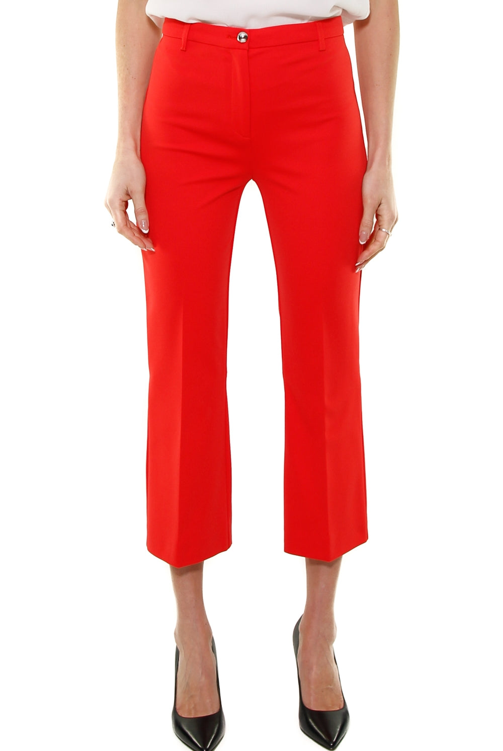Pinko pantalone flared in punto milano rosso