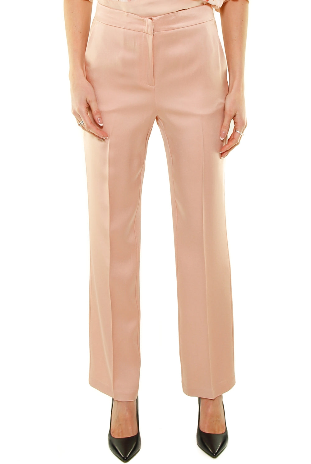Twin Set Srl pantalone in cady effetto lucido rosa